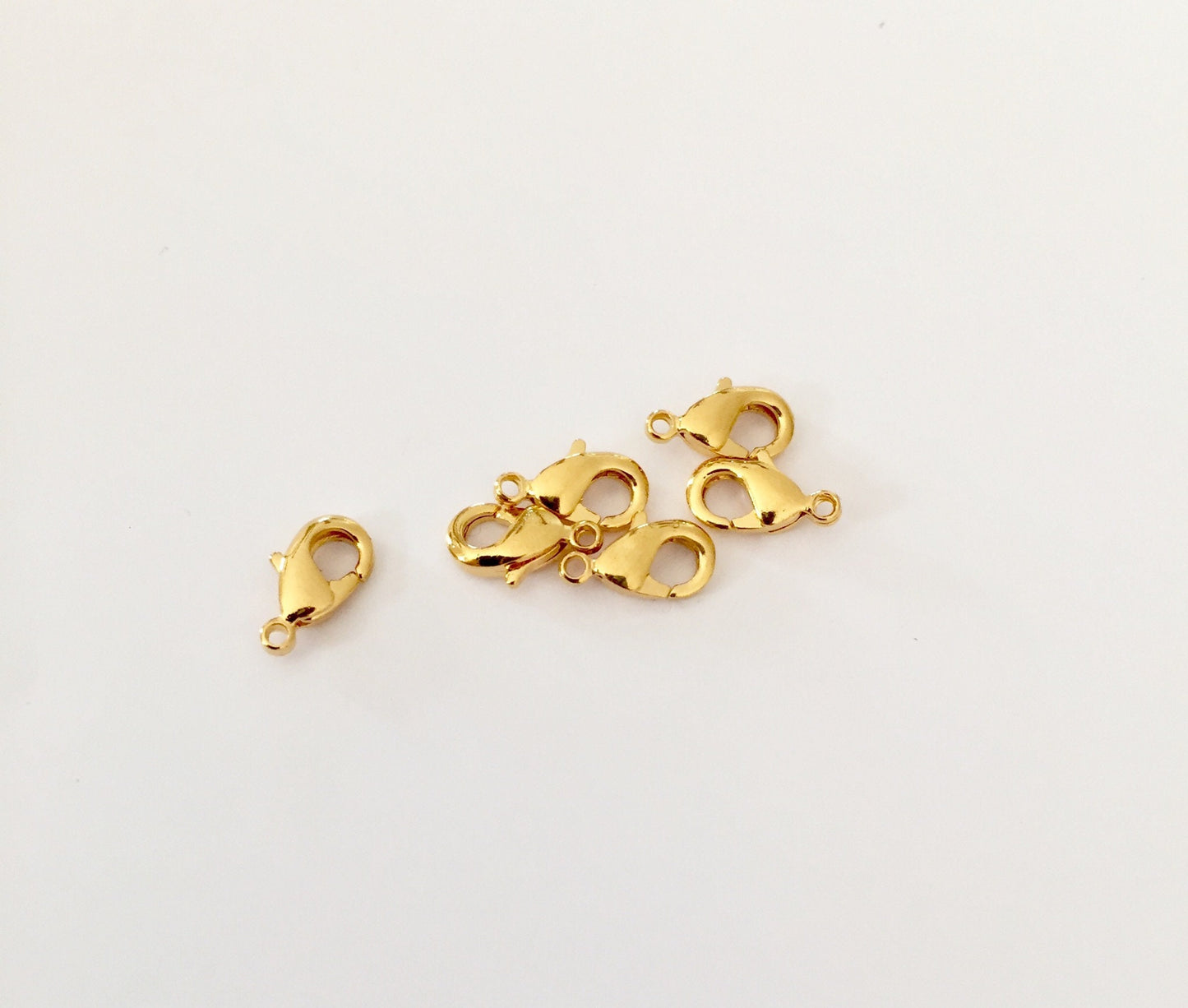 Fermoir mousqueton 10mm plaqué or 3 microns base laiton, mousqueton doré 10 mm