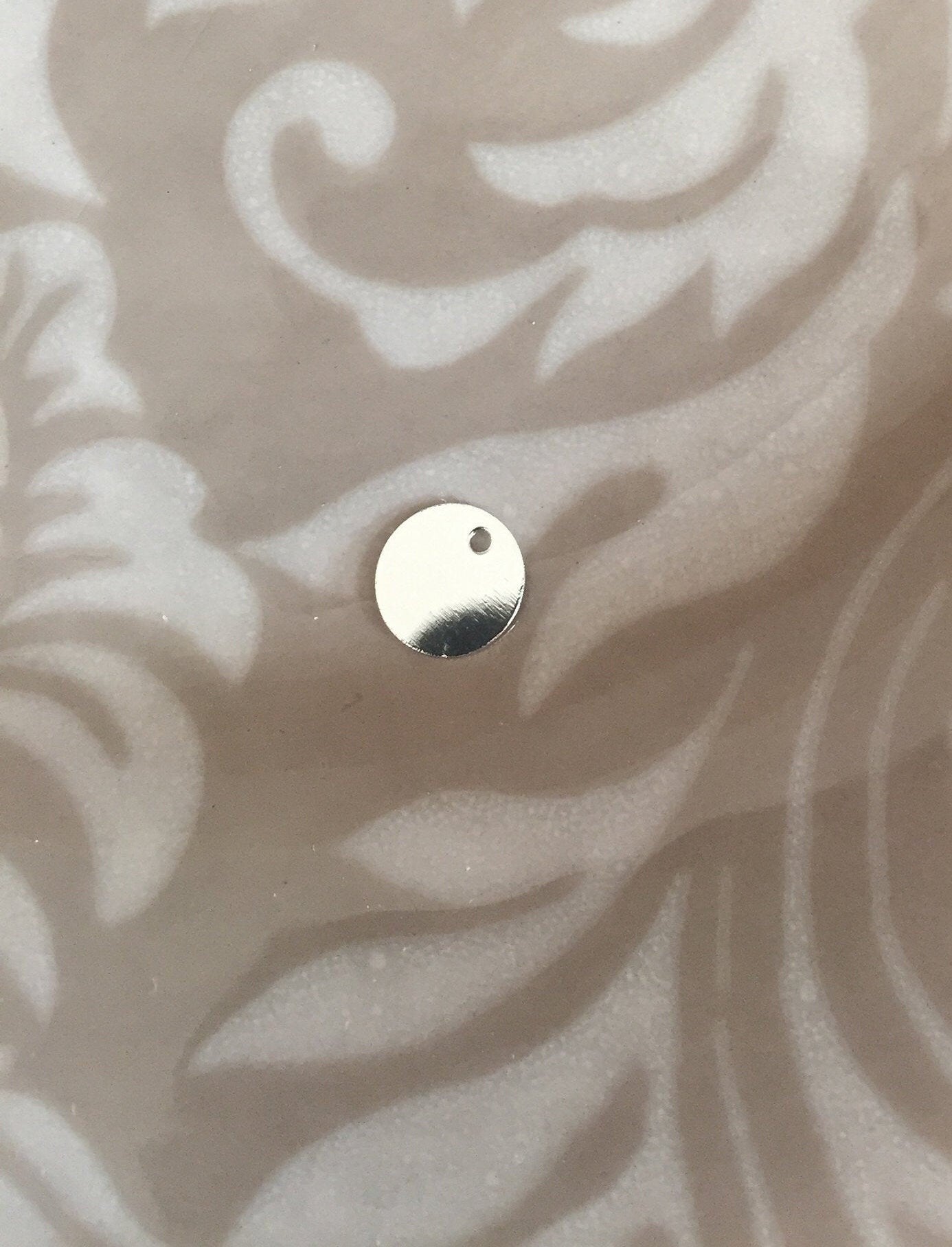 Médaille, cercle, disque, pastille 8 ou 10 mm 1 trou plaqué argent 925 10 microns