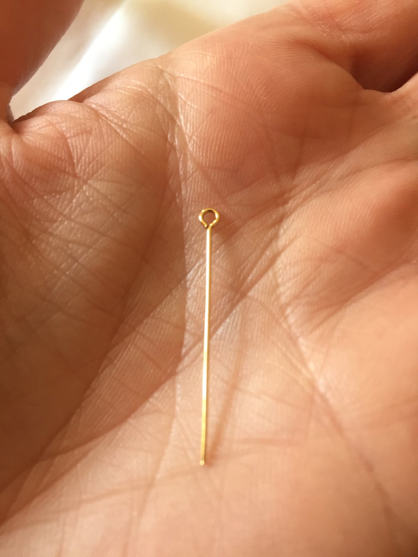 5 Clous tête œil 30mm laiton or fin 24K