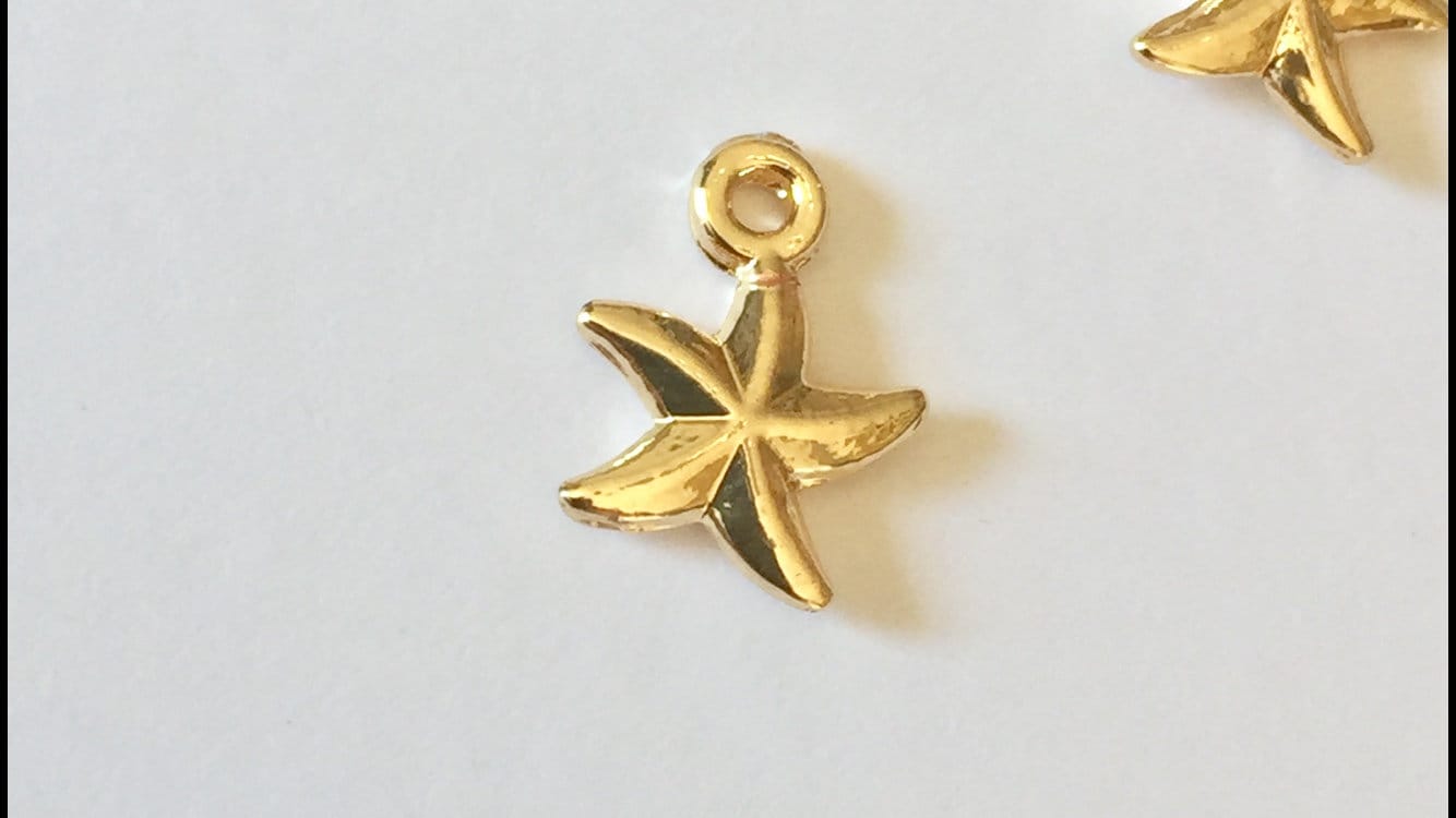 Étoile de mer plaqué or 10mm plaqué or 18 carats, étoile mer plaqué or 18 K