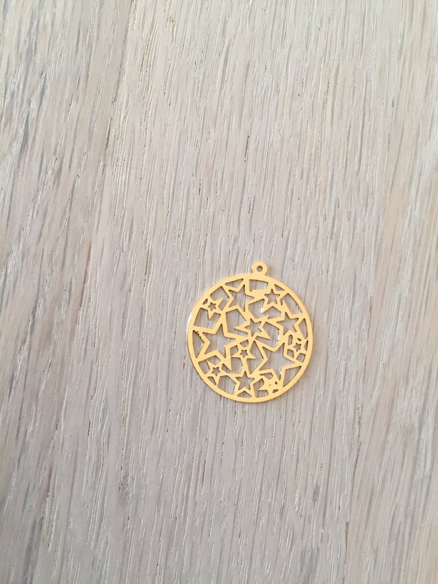 Médaille 20 mm "Mes étoiles" plaqué or 24 k disque cercle rond
