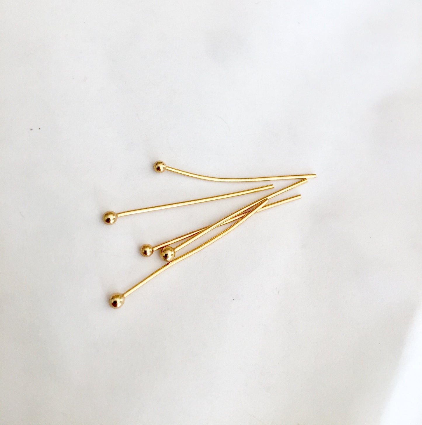 5 Clous tête boule 25mm laiton or fin 24K