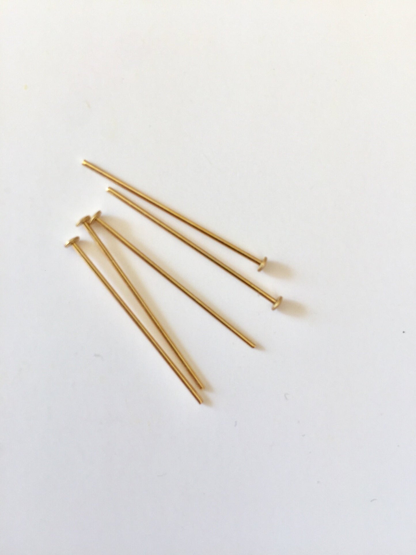5 Clous tête plate 30mm laiton or fin 24K