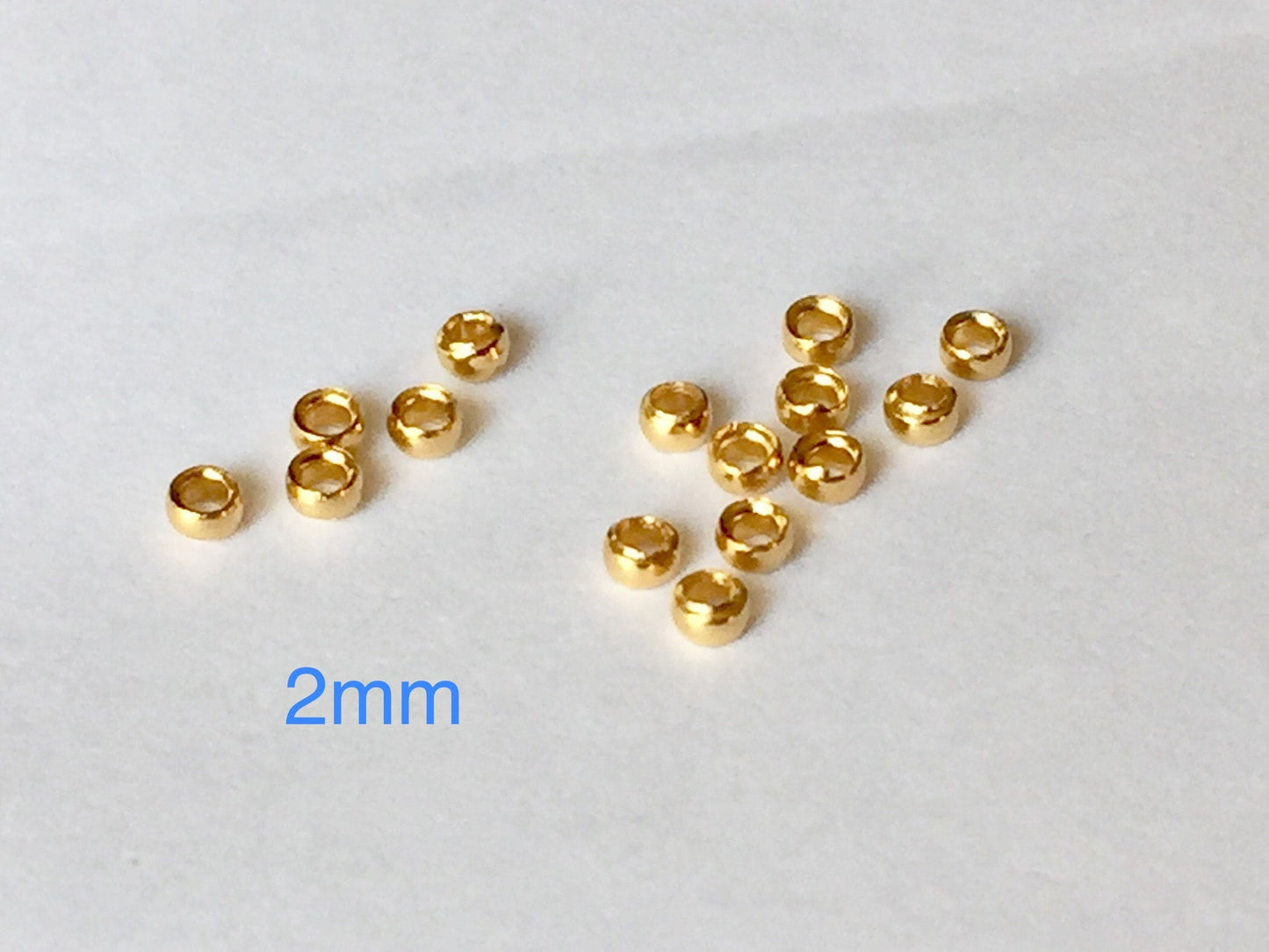 Perles à écraser 2mm / 3mm plaqué or 3 microns fabrication bijoux,perle à écraser doré,tube à écraser, perle à sertir, fourniture bijou or,