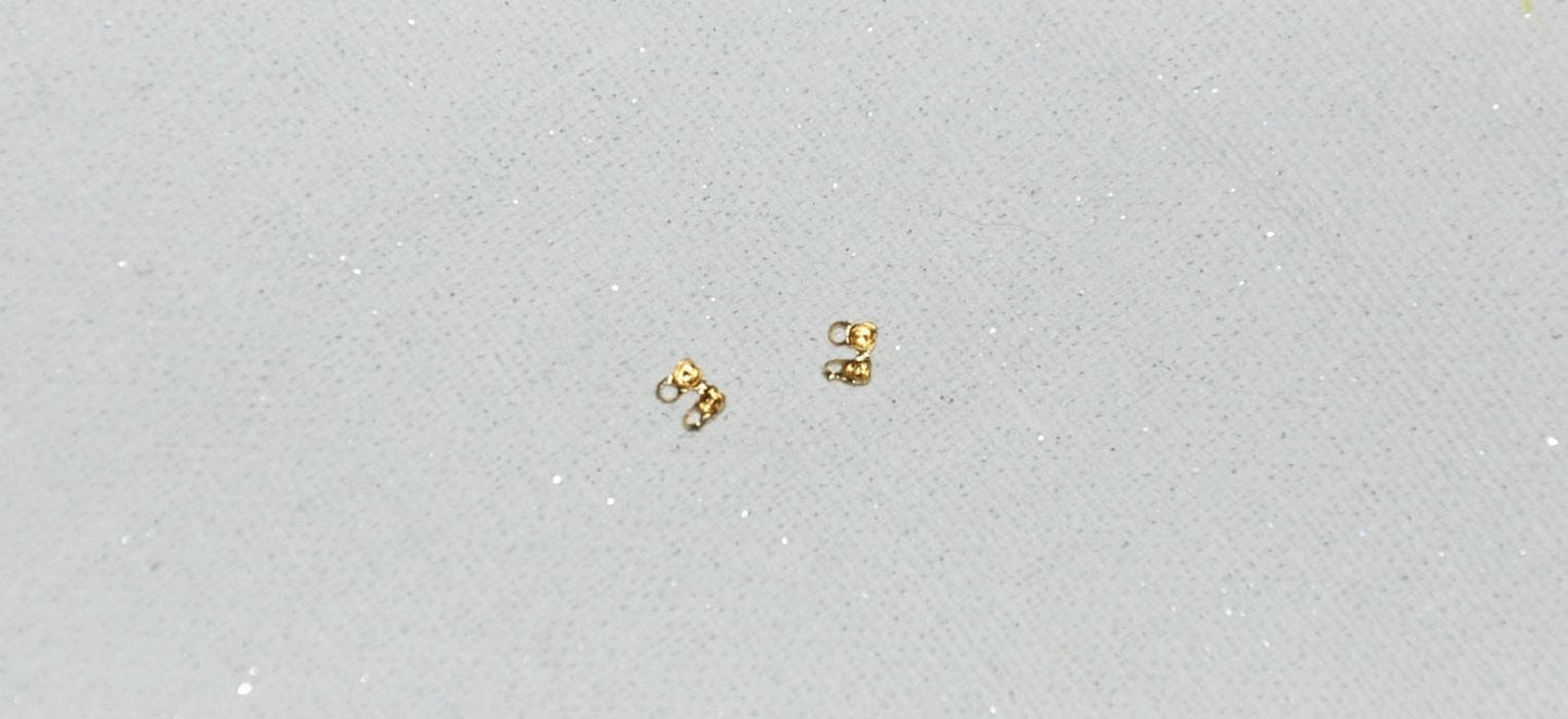 Lot de 2 Embouts de chaîne billes, ou billes facettée 1,2 mm plaqué or