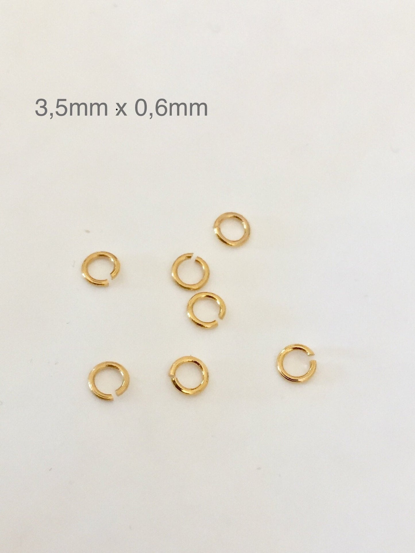 Lot Anneaux brisés ronds 3,5mm mini anneaux ouverts plaqué or 24 carats, anneaux de jonction, anneau ouverts