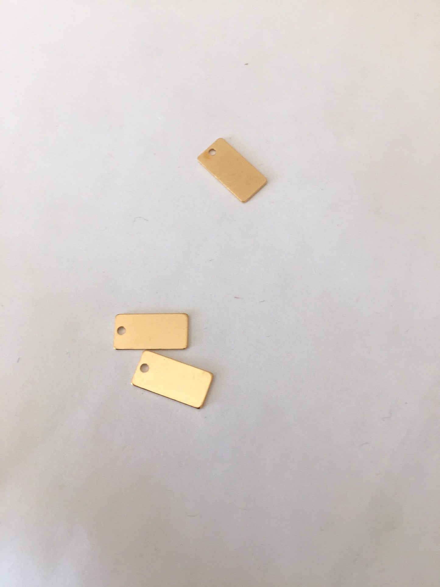 1 Rectangle 1 trou 10 x 5 mm plaqué or dorée à l'or fin 22 carats, apprêt basic plaqué or 22 K