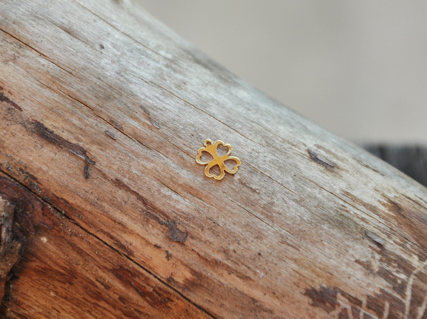 Pendentif Trèfle Cœur 9 mm, intercalaire, pendentif Plaqué Or doré à l’or fin