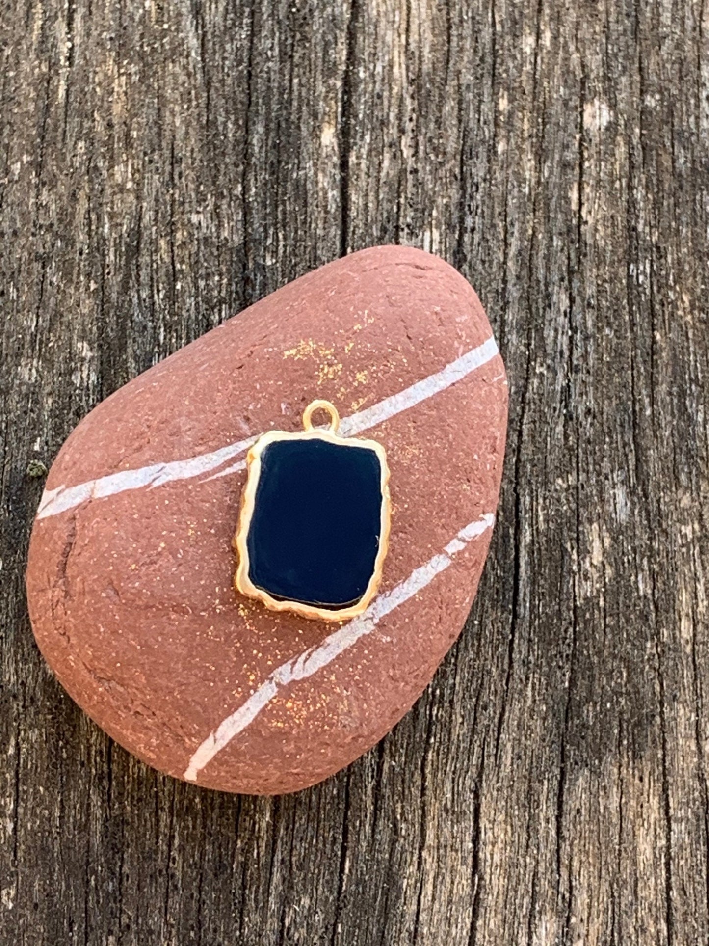 Slice Pendentif Onyx Africaine ‘AA’ naturelle et Vermeil 11 x 13 mm