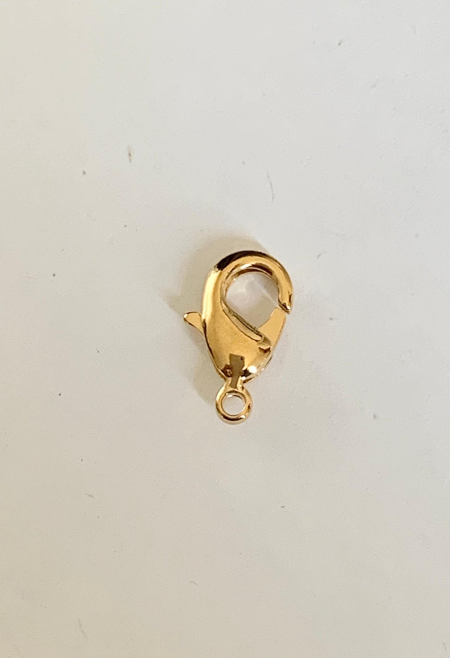 Fermoir mousqueton 12mm plaqué or 3 microns base laiton