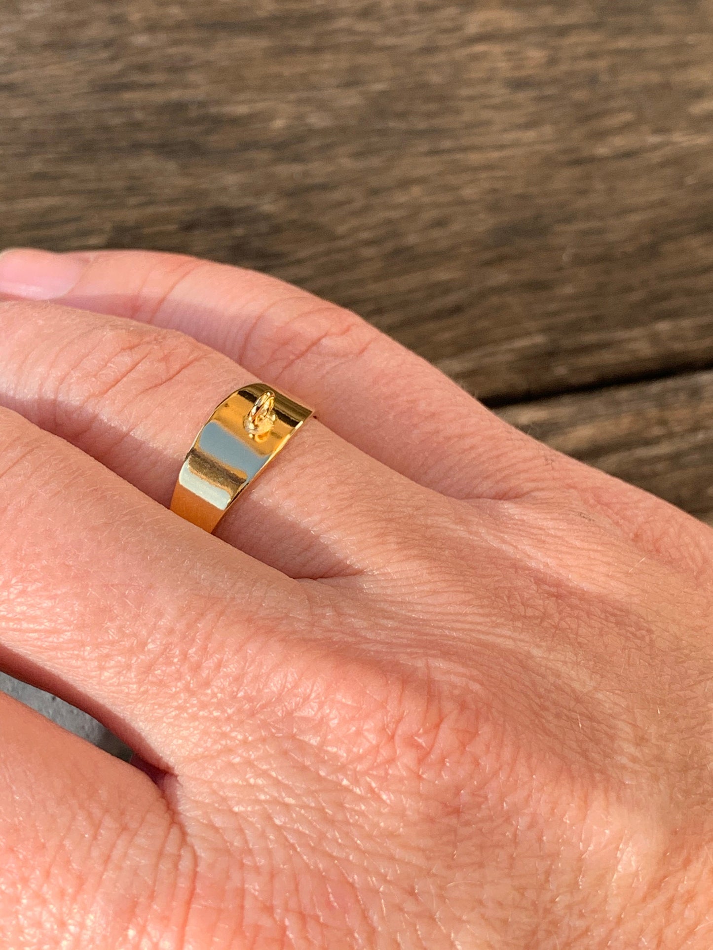 Bague 7 mm "Maya" ajustable plaqué or 24 K diamètre 20 mm, ajustable, ne ternit pas, idéale cadeau