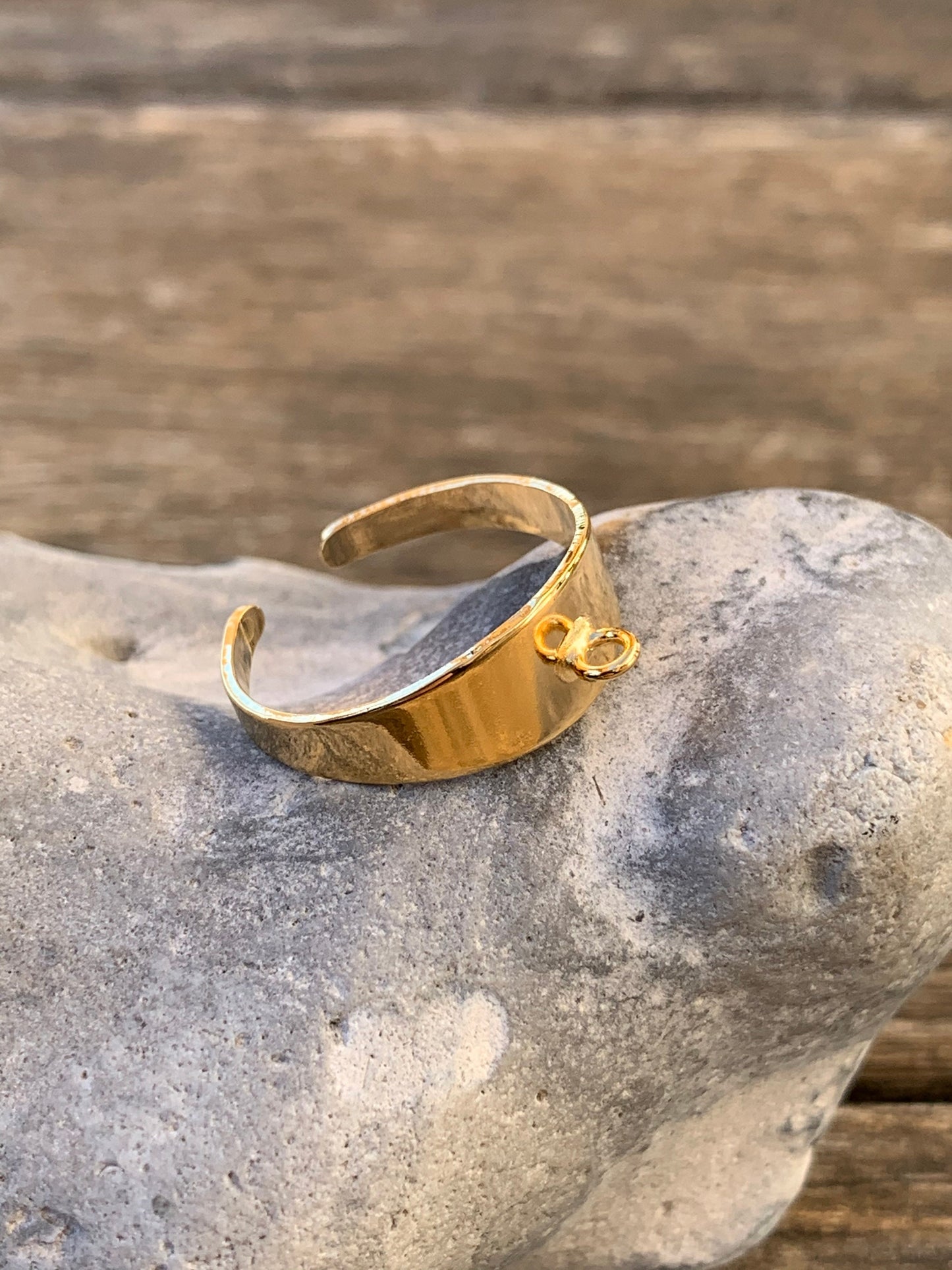 Bague 7 mm "Maya" ajustable plaqué or 24 K diamètre 20 mm, ajustable, ne ternit pas, idéale cadeau