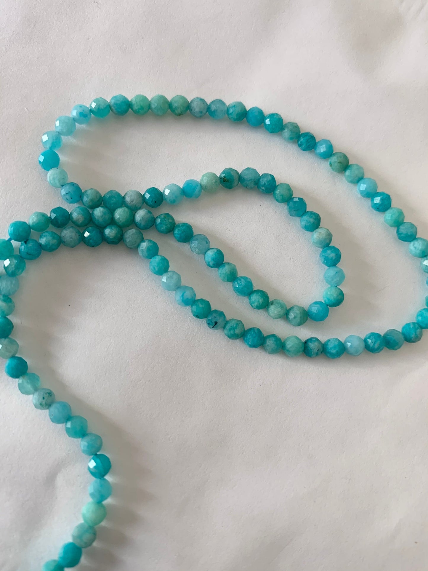Amazonite mini perles facettée, 10 perles facettes gemme naturelle tons vert d'eau, pierre naturelle