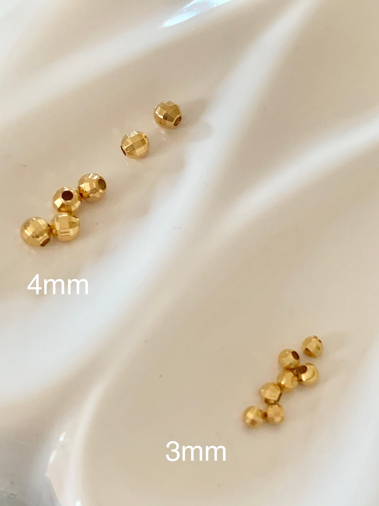 22K Lot de Perles Facettes, 3 mm plaqué or 3 microns, 100% français