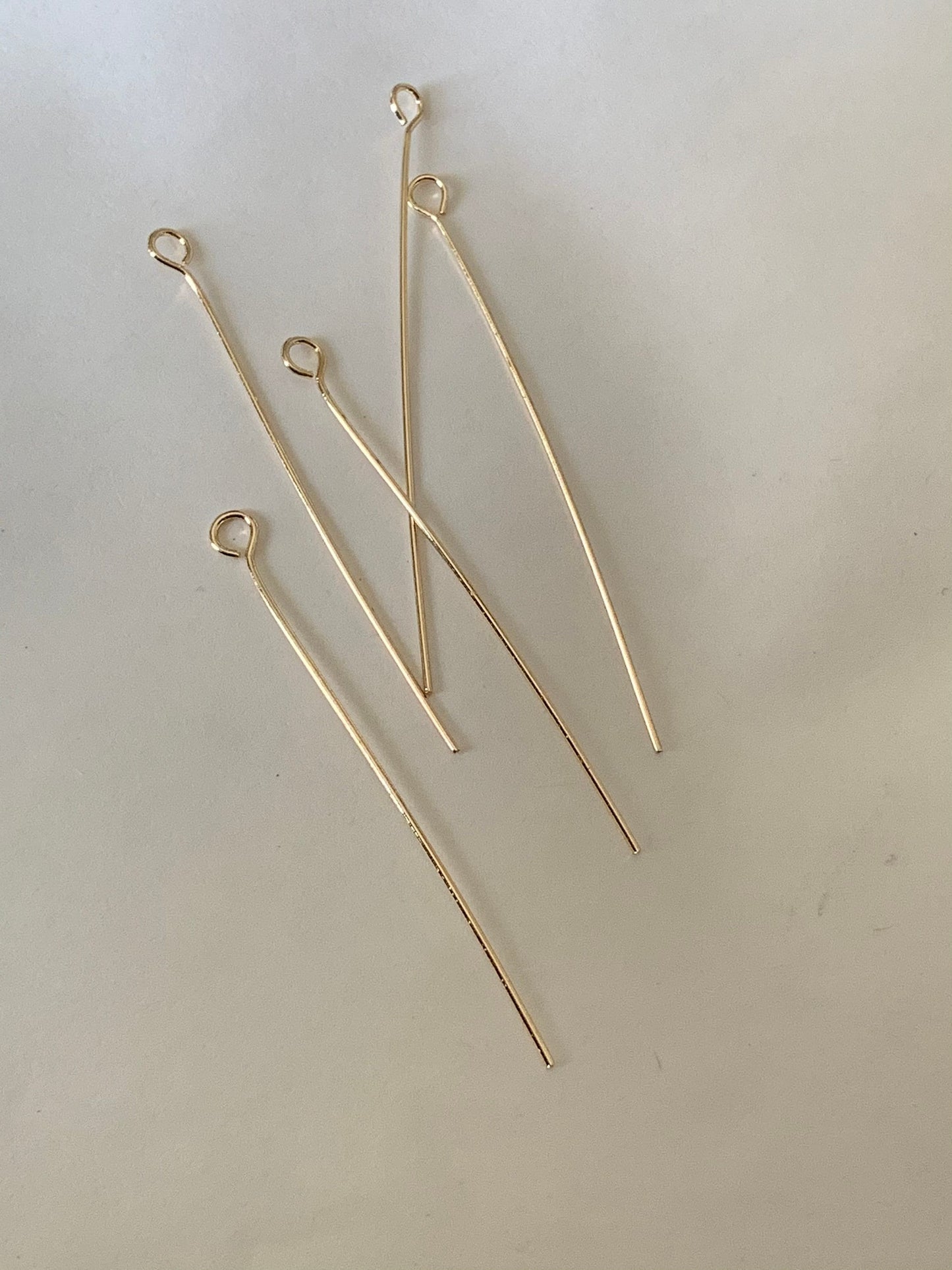 5 Clous tête œil 40mm laiton or fin 24K