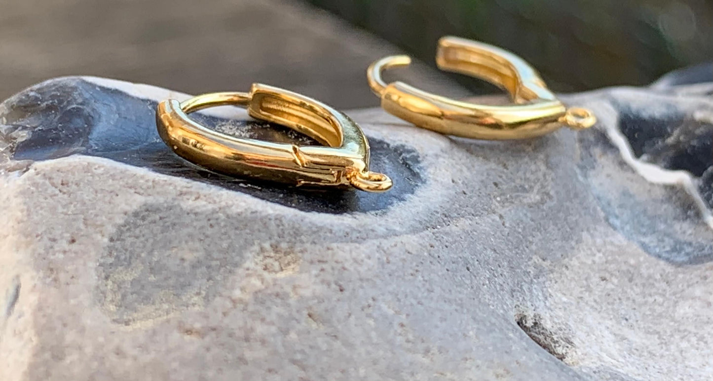 Paire de Dormeuses Gouttes 15 mm / PLAQUE OR 24 carats / boucle d'oreille plaqué or / mini créoles épaisses