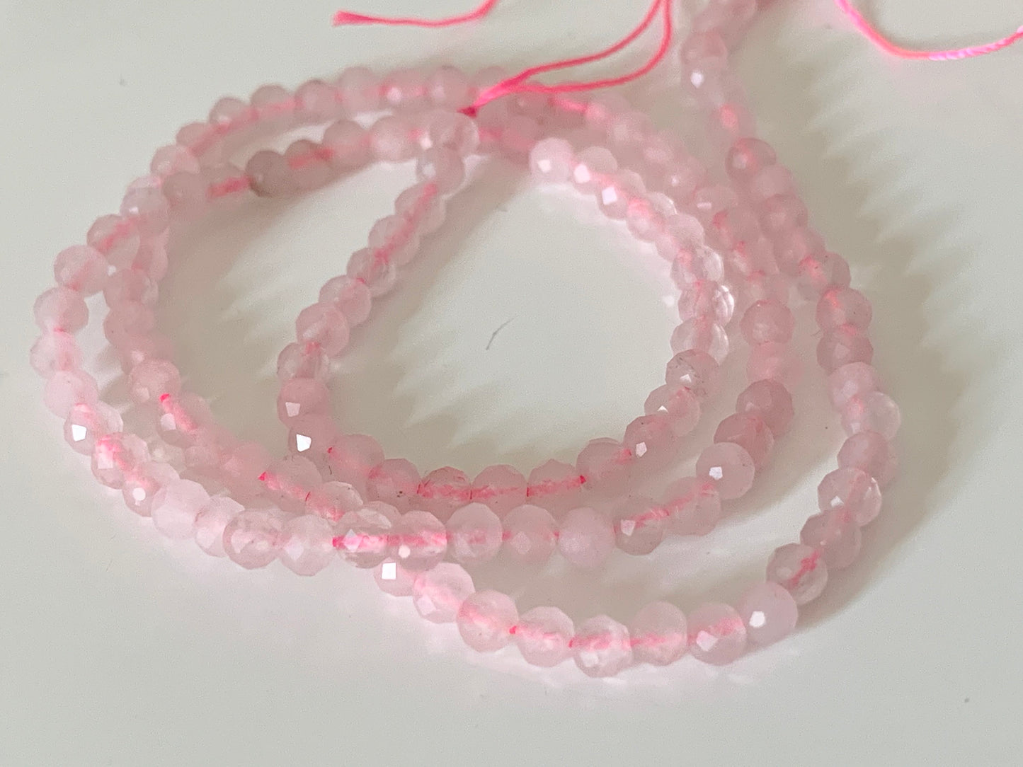 Quartz rose 3 mm facettes, 10 perles facettes gemme naturelle 3mm tons roses, pierre naturelle, QUARTZ PINK