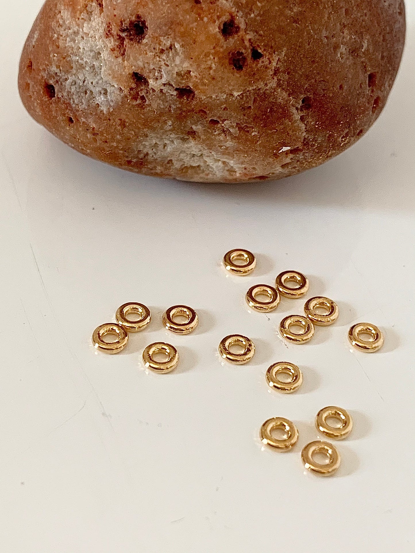 4 intercalaires 4,5mm Vermeil donuts, perles d’espacements, rondelle base argent 925 plaqué or 24k,