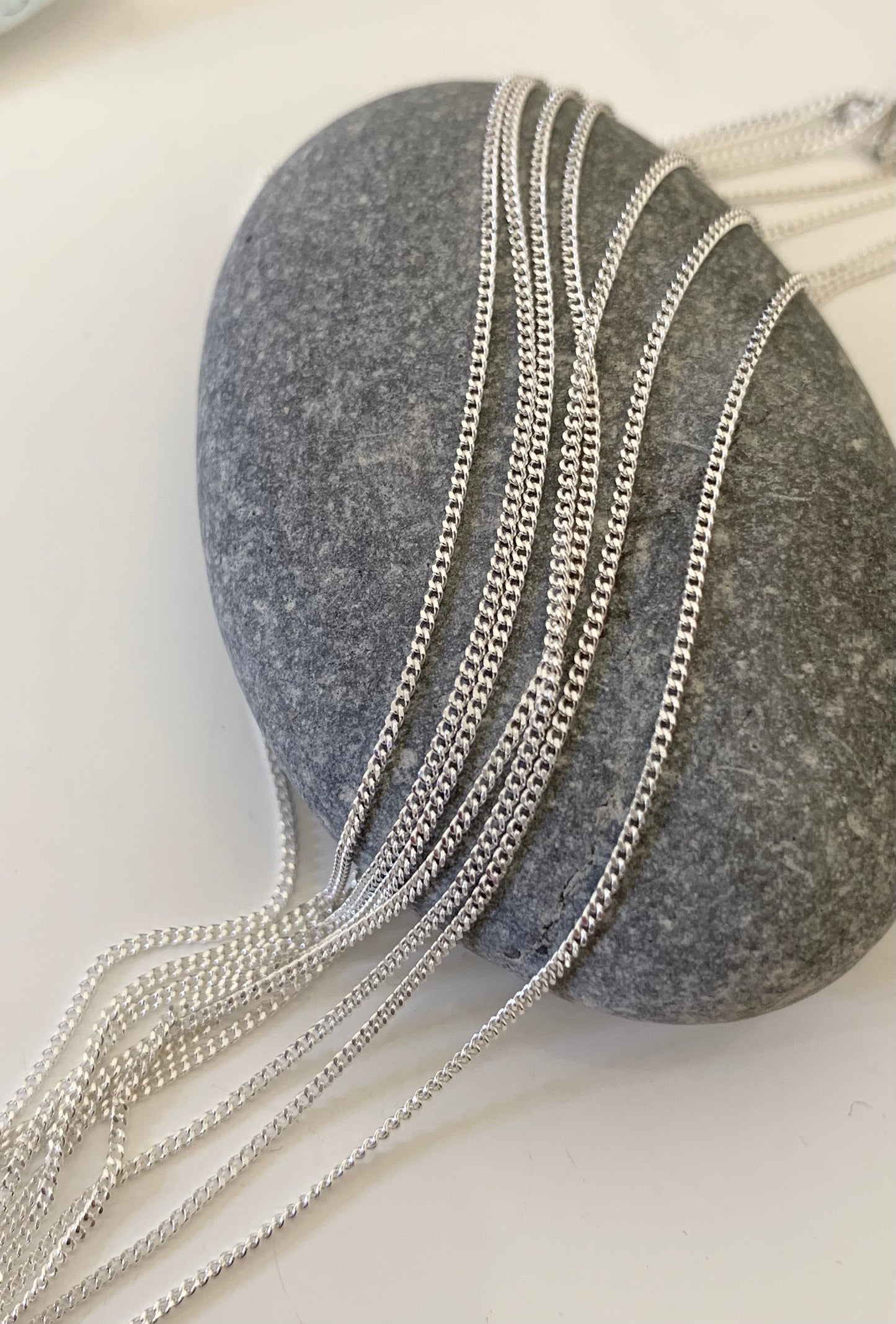 Chaîne gourmette argent 925 véritable 1mm, 50cm Morceau de chaîne en argent pur 925/1000