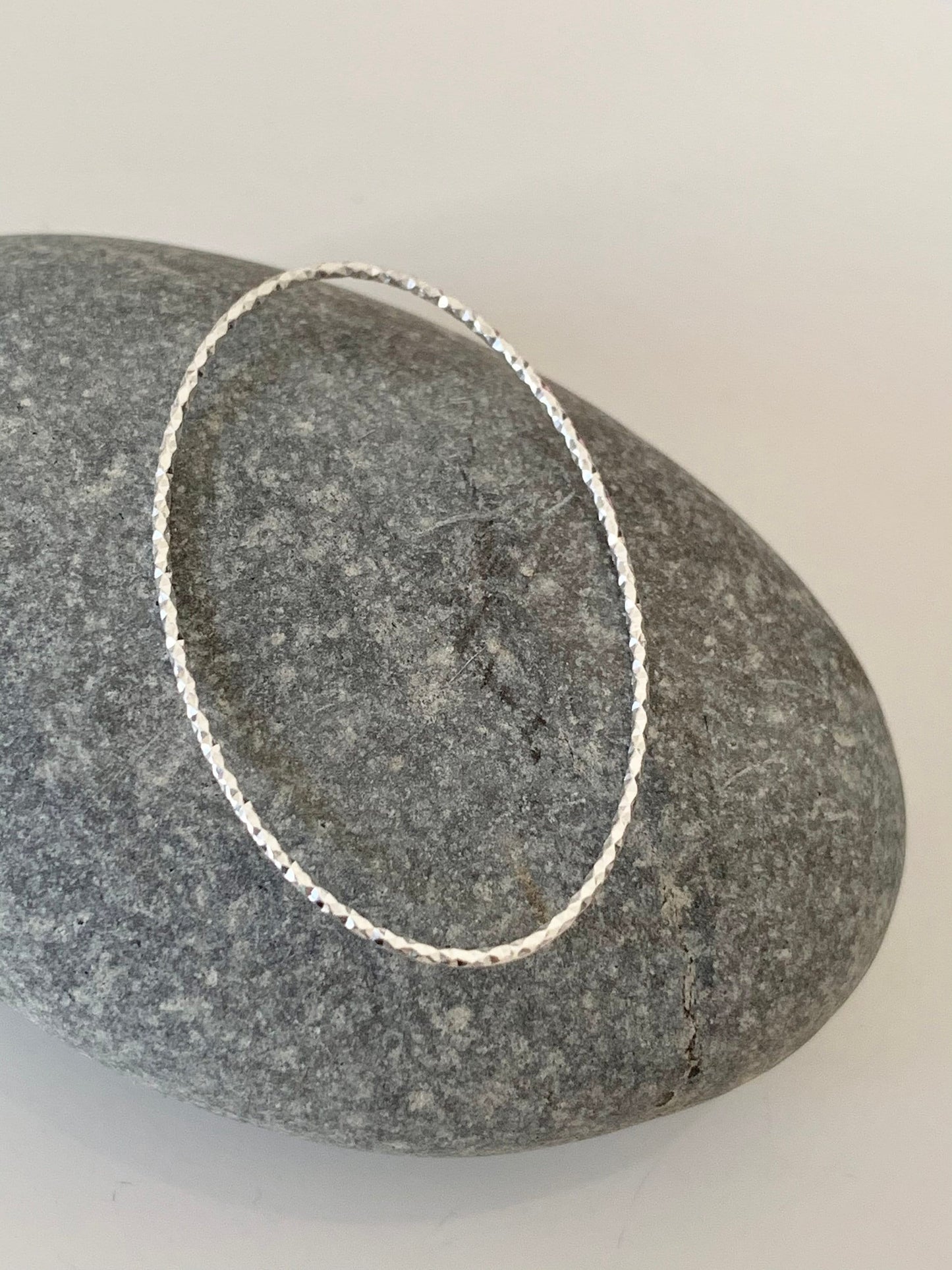 Anneau ovale diamantée en argent véritable 34x22mm, anneau soudé en argent pur 925/1000