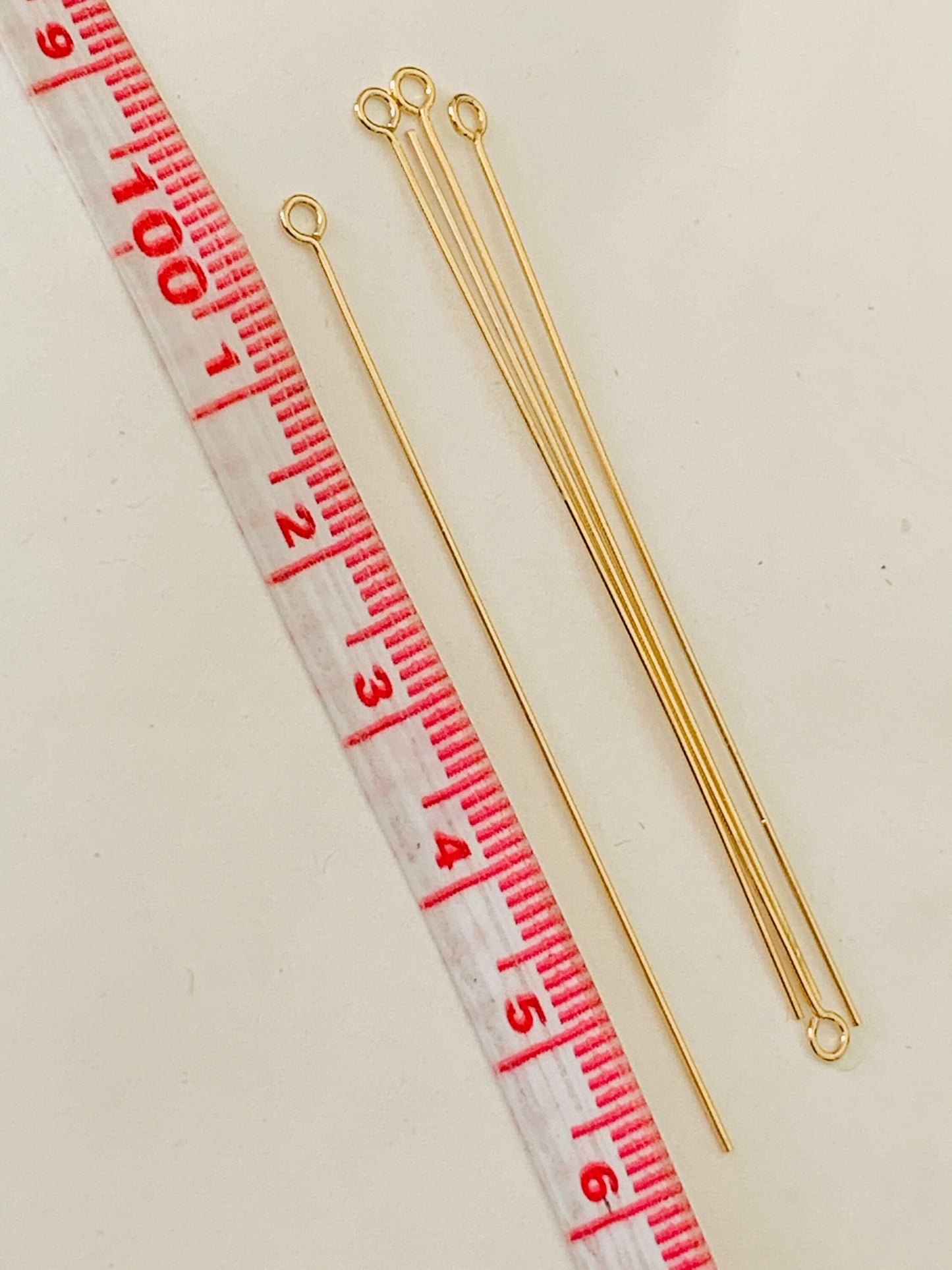 5 Clous tête œil 60mm laiton or fin 24K