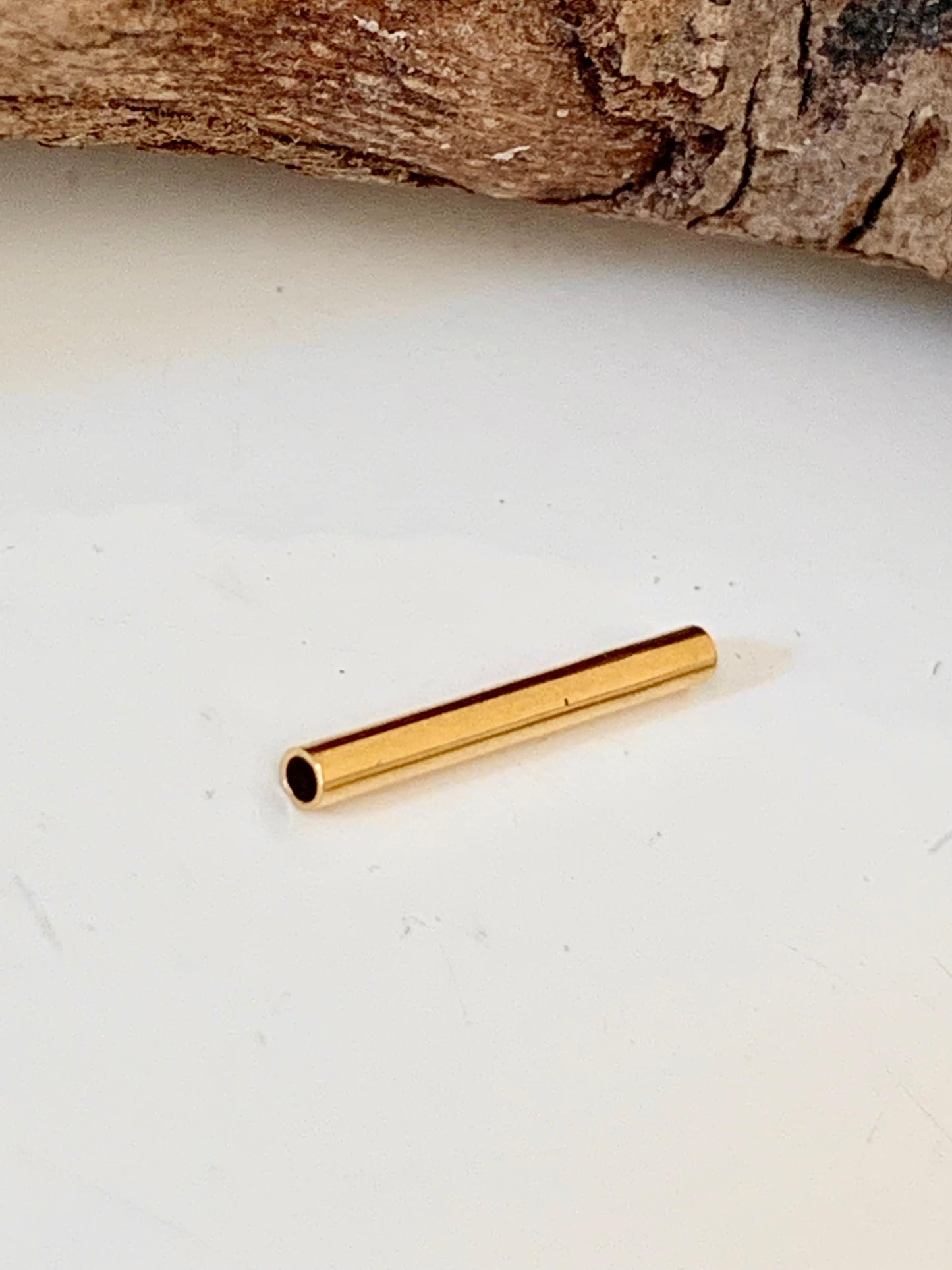 Tube droit intercalaire, tube fin 13x2mm ou 20x2mm plaque or 24 carats