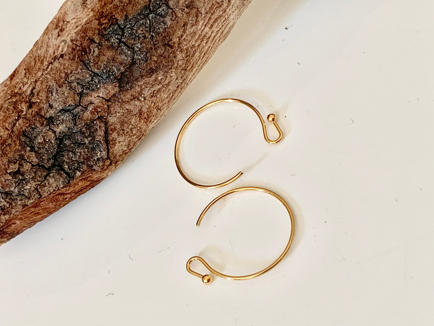 2 boucles d'Oreilles fines créoles ouvertes 17mm en Plaqué or 24 carats 3 microns