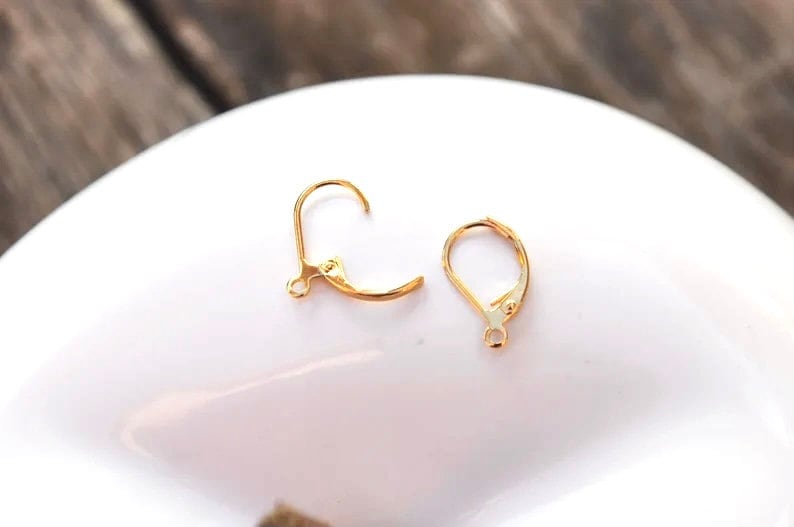 Paire de Dormeuses simples 16 mm / PLAQUE OR 24 carats / boucle d'oreille plaqué or