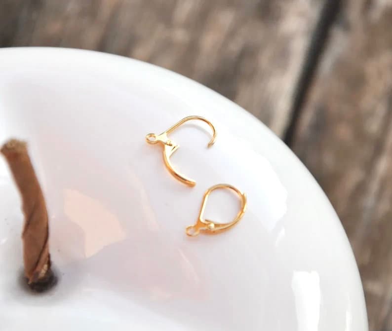 Paire de Dormeuses simples 16 mm / PLAQUE OR 24 carats / boucle d'oreille plaqué or