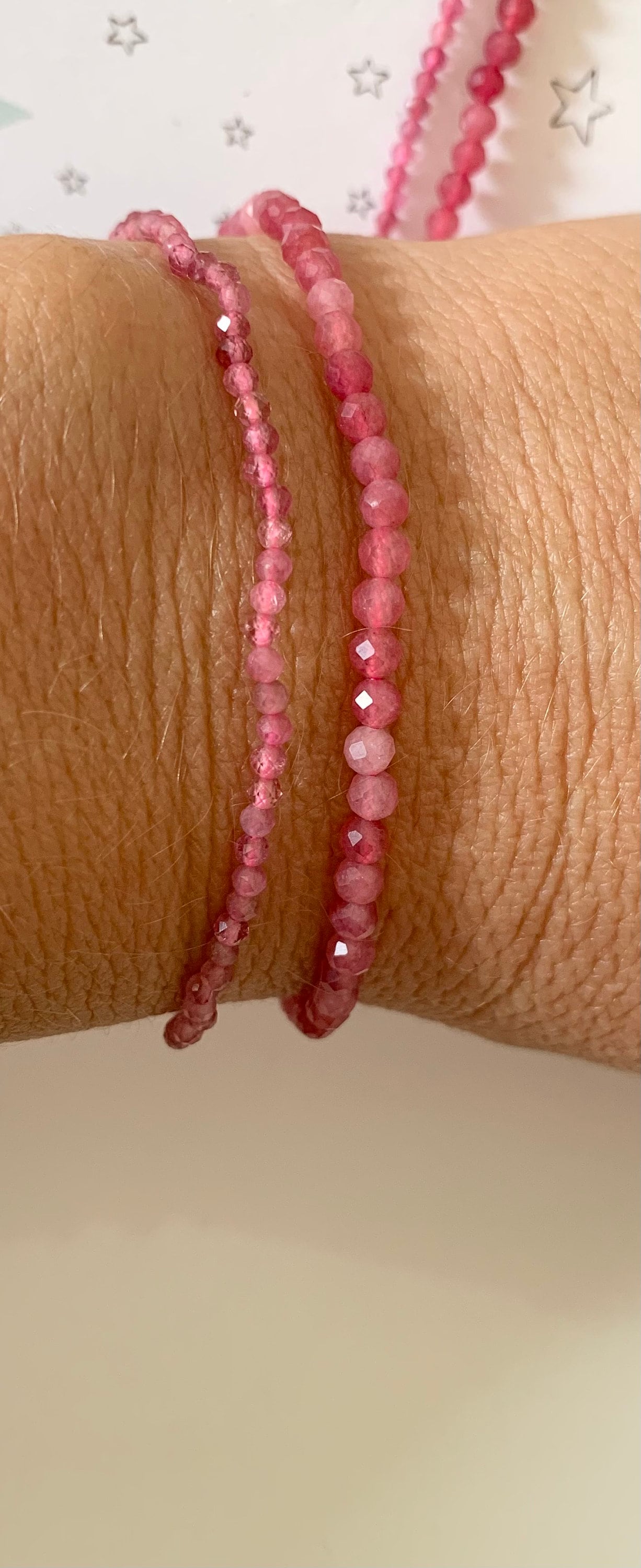 Tourmaline 2mm rose facettes, 15 perles facettes gemme naturelle tons roses, pierre naturelle,