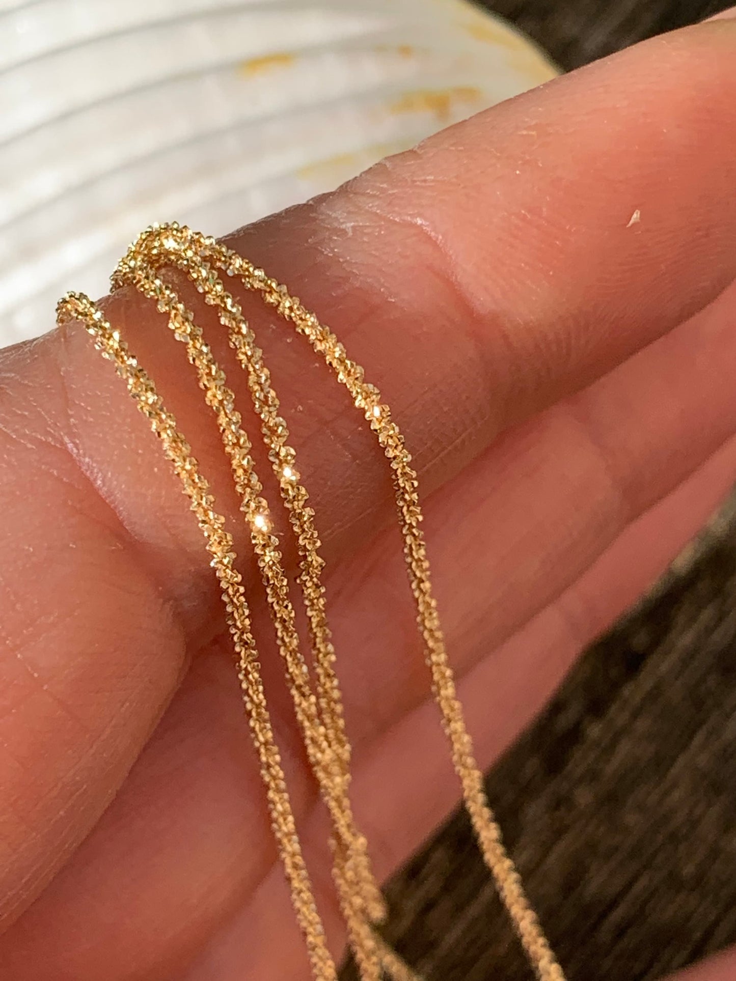 Chaîne flocons 1,2mm diamantée en Vermeil plaqué or 24K, sur argent 925 véritable, Morceau de chaîne 1.2mm en argent pur 925/1000