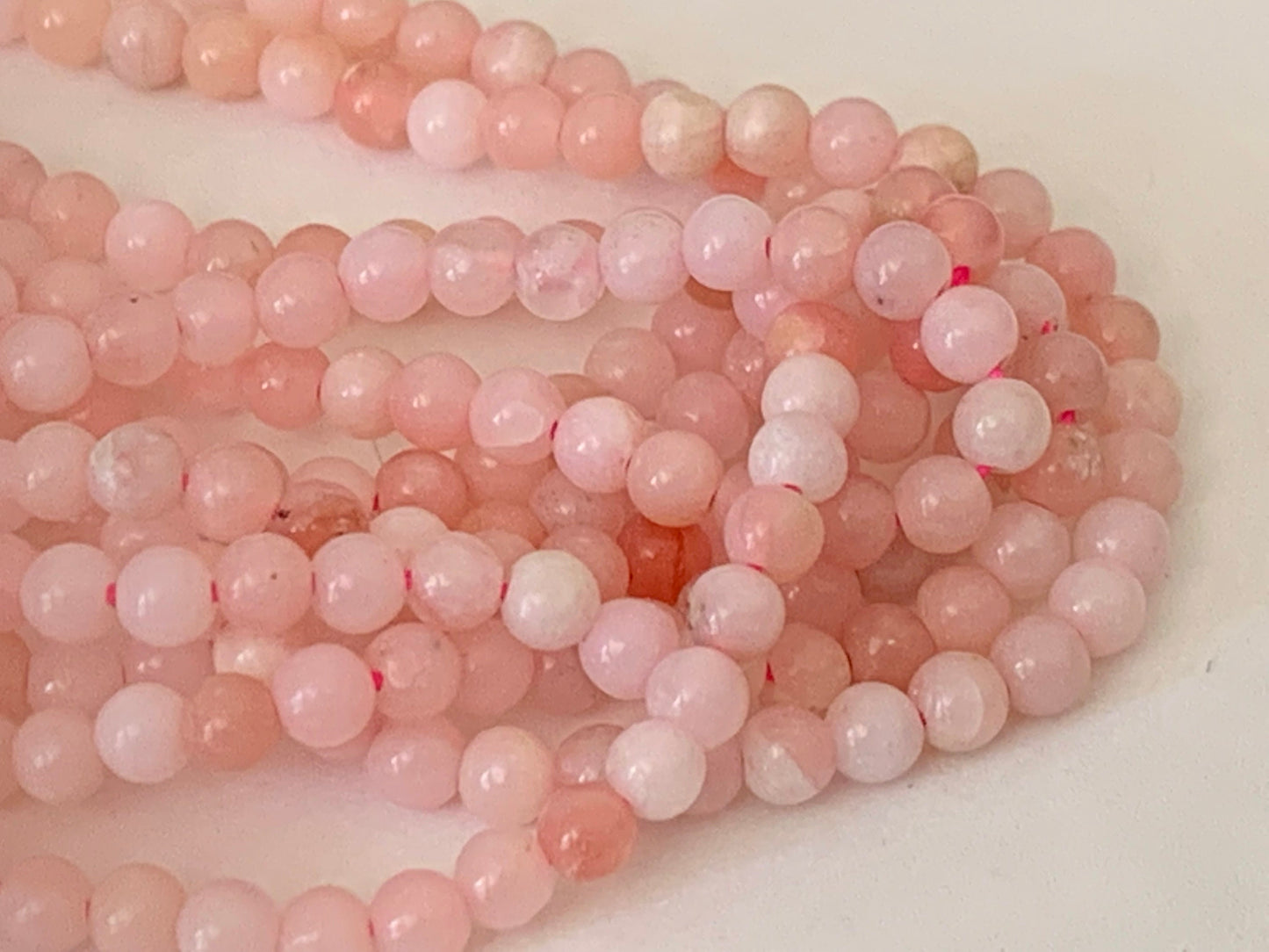 Opale rose 3 mm rondes, 10 perles facettes gemme naturelle 3mm tons roses, pierre naturelle, Opale naturelle
