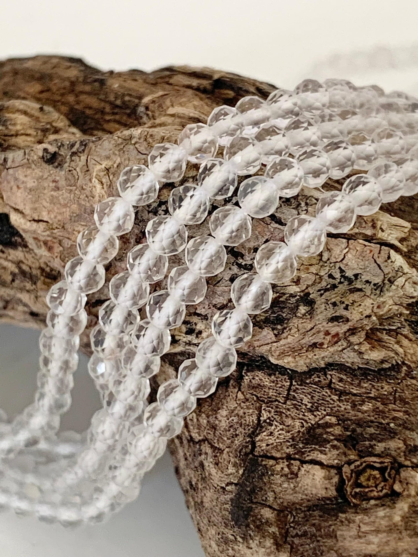 10 perles 3mm/4mm Perles rondes à facettes en Quartz naturel, 10 perles facettes gemme naturelle 3 mm tons transparent pierre naturelle