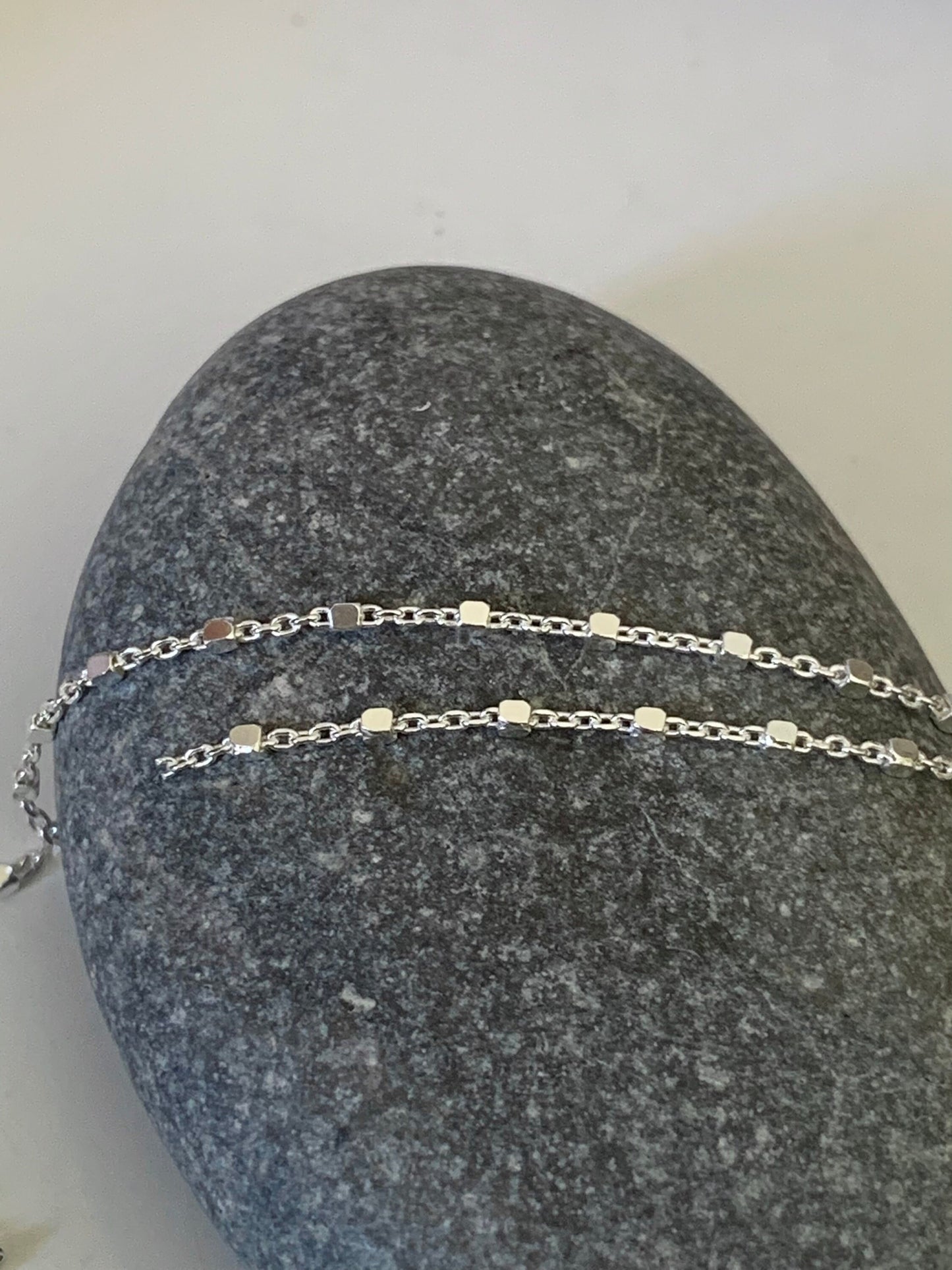 Chaîne forçat perles carrées 1,2mm en argent 925 véritable, Morceau de chaîne en argent pur 925/1000