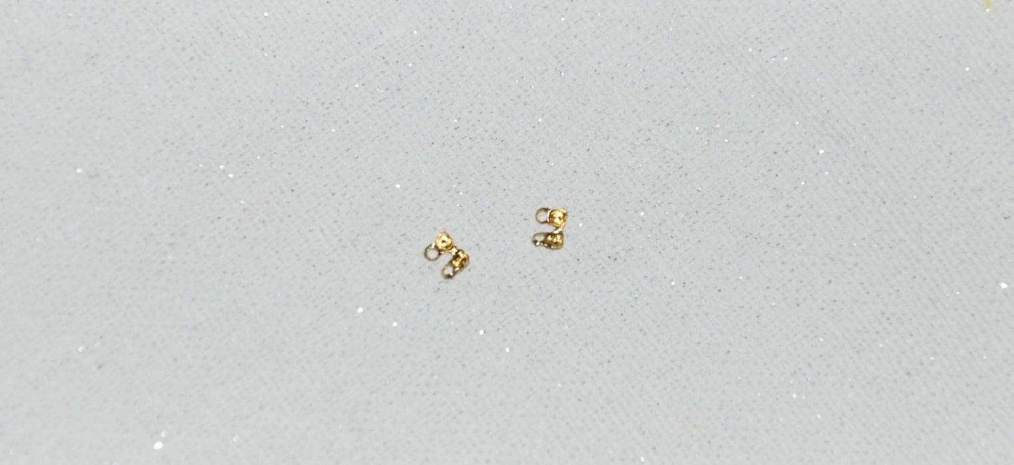 Lot de 2 Embouts de chaîne billes, ou billes facettée 0,8 mm plaqué or