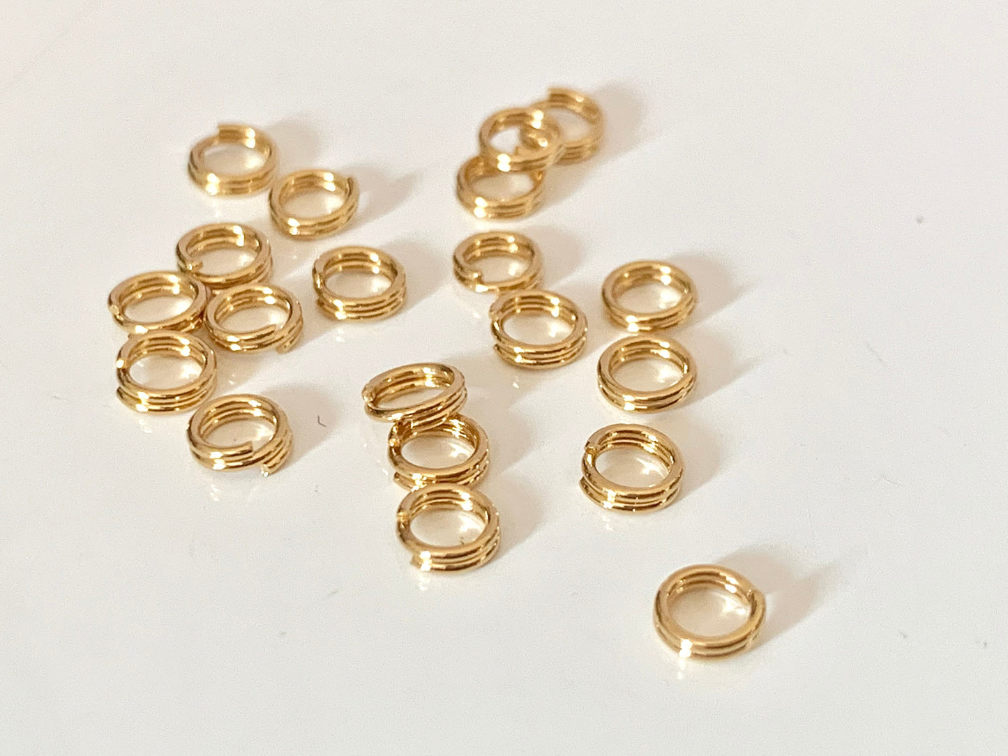 x5 anneaux jonction Double 4mm*0,6mm, brisé 4 mm x 0,6mm en plaqué or 3 microns, anneaux de jonction, anneau brisé, anneaux ouverts