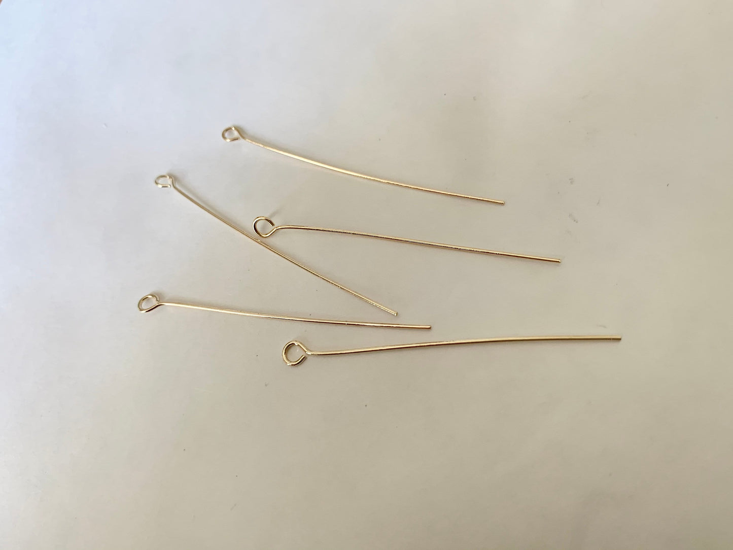 5 Clous tête œil 40mm laiton or fin 24K