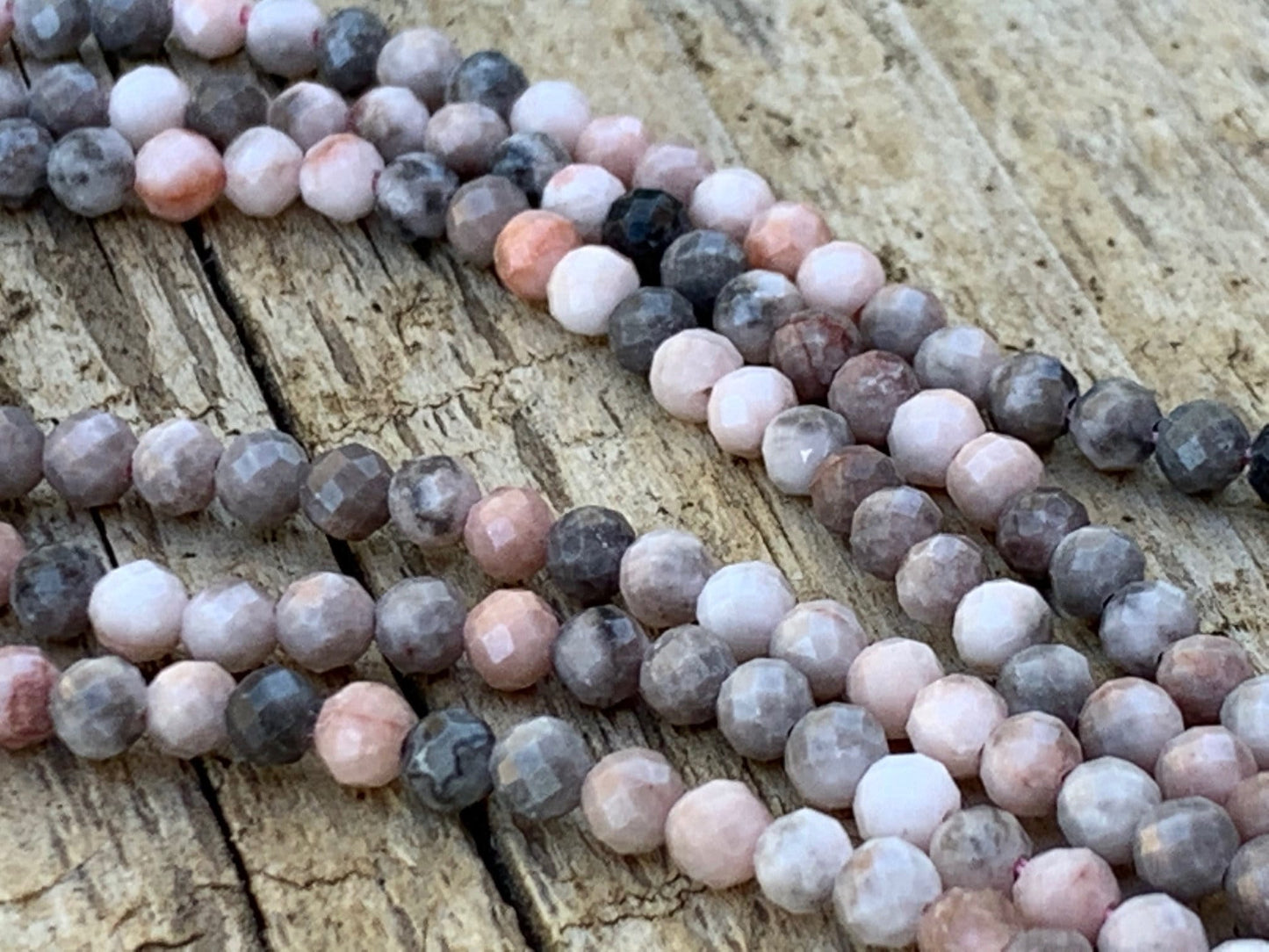 Jaspe zèbre rose 3 mm facettes, 10 perles facettes gemme naturelle 3mm tons roses, pierre naturelle, JASPE
