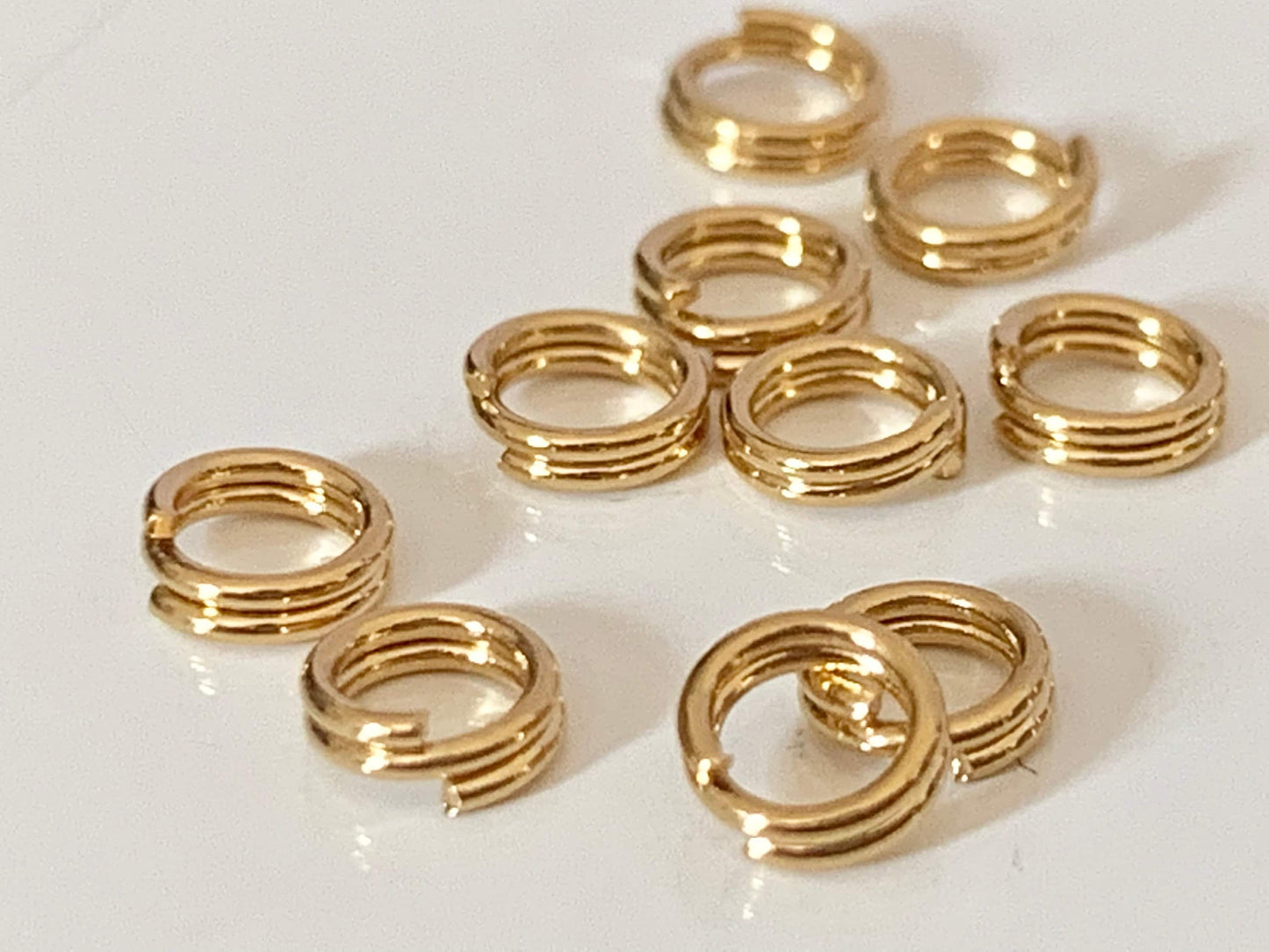 x5 anneaux jonction Double 4mm*0,6mm, brisé 4 mm x 0,6mm en plaqué or 3 microns, anneaux de jonction, anneau brisé, anneaux ouverts