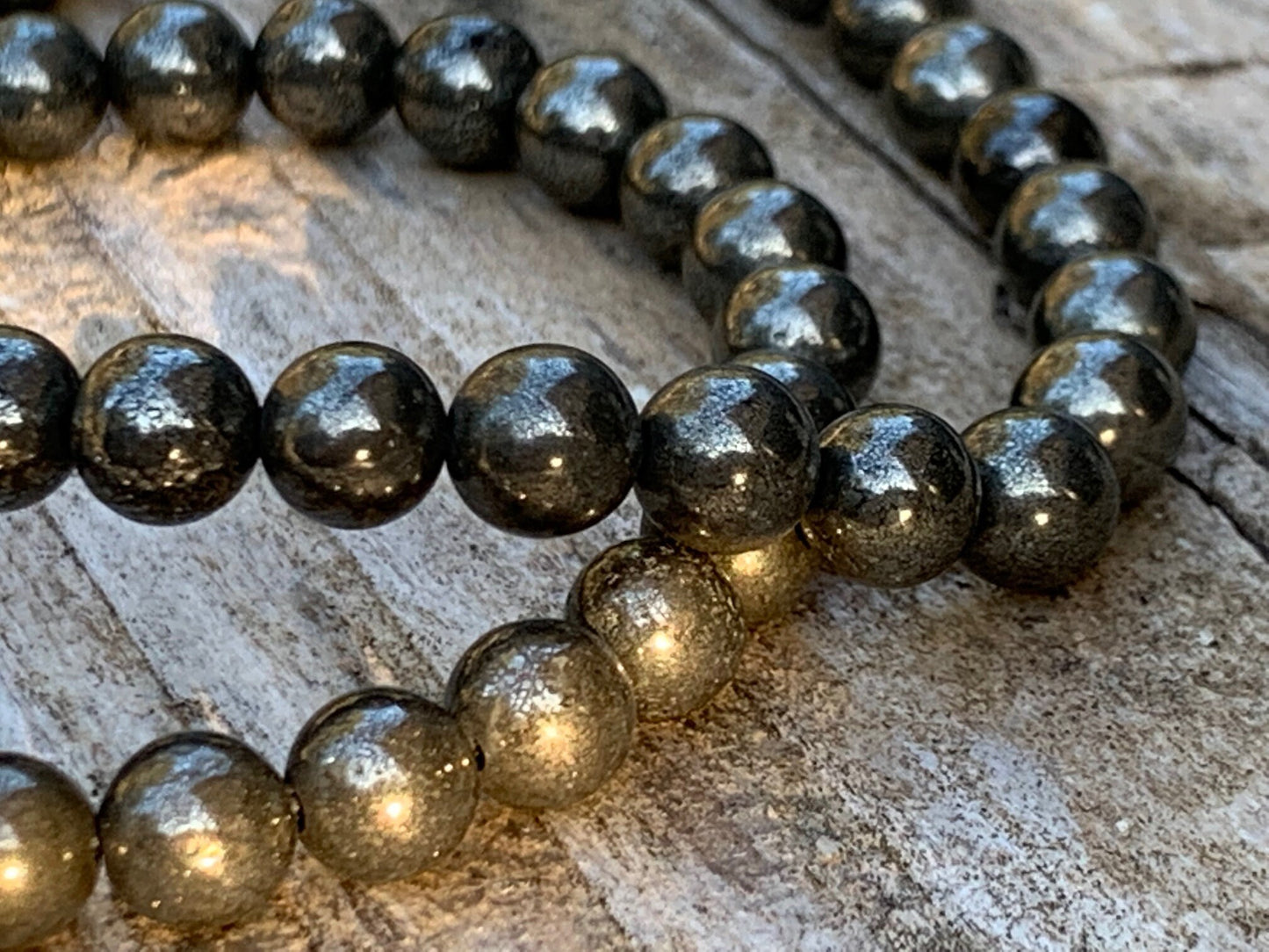 Perles Pyrite 6mm rondes naturelles, Pyrite de fer, perles à facettes en vrac, perle d'espacement pour création collier, bracelet, bijoux