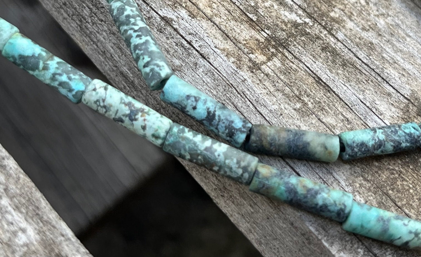 Lot 3 Tubes 4x13mm Turquoise Africaine matte, pierre naturelle rouleaux turquoise