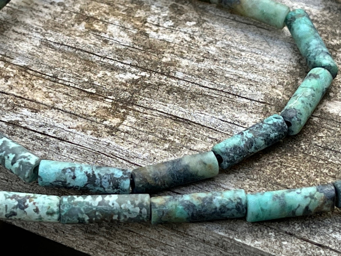 Lot 3 Tubes 4x13mm Turquoise Africaine matte, pierre naturelle rouleaux turquoise