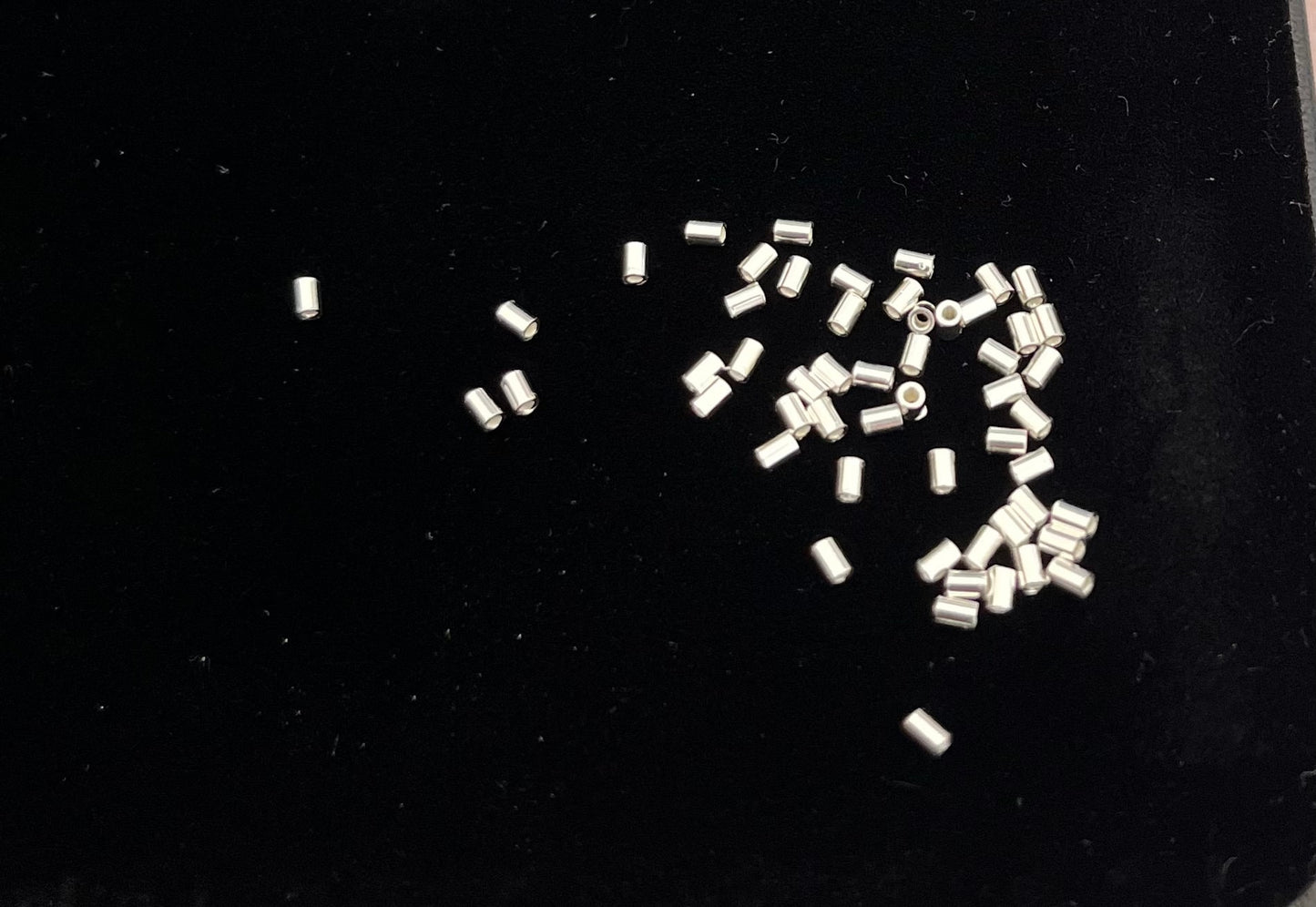20 perles Tubes lisses à écraser 1,5x2mm en argent massif, rondelles argent véritable, Intercalaire heishi argent pur 925/1000 perles sertir