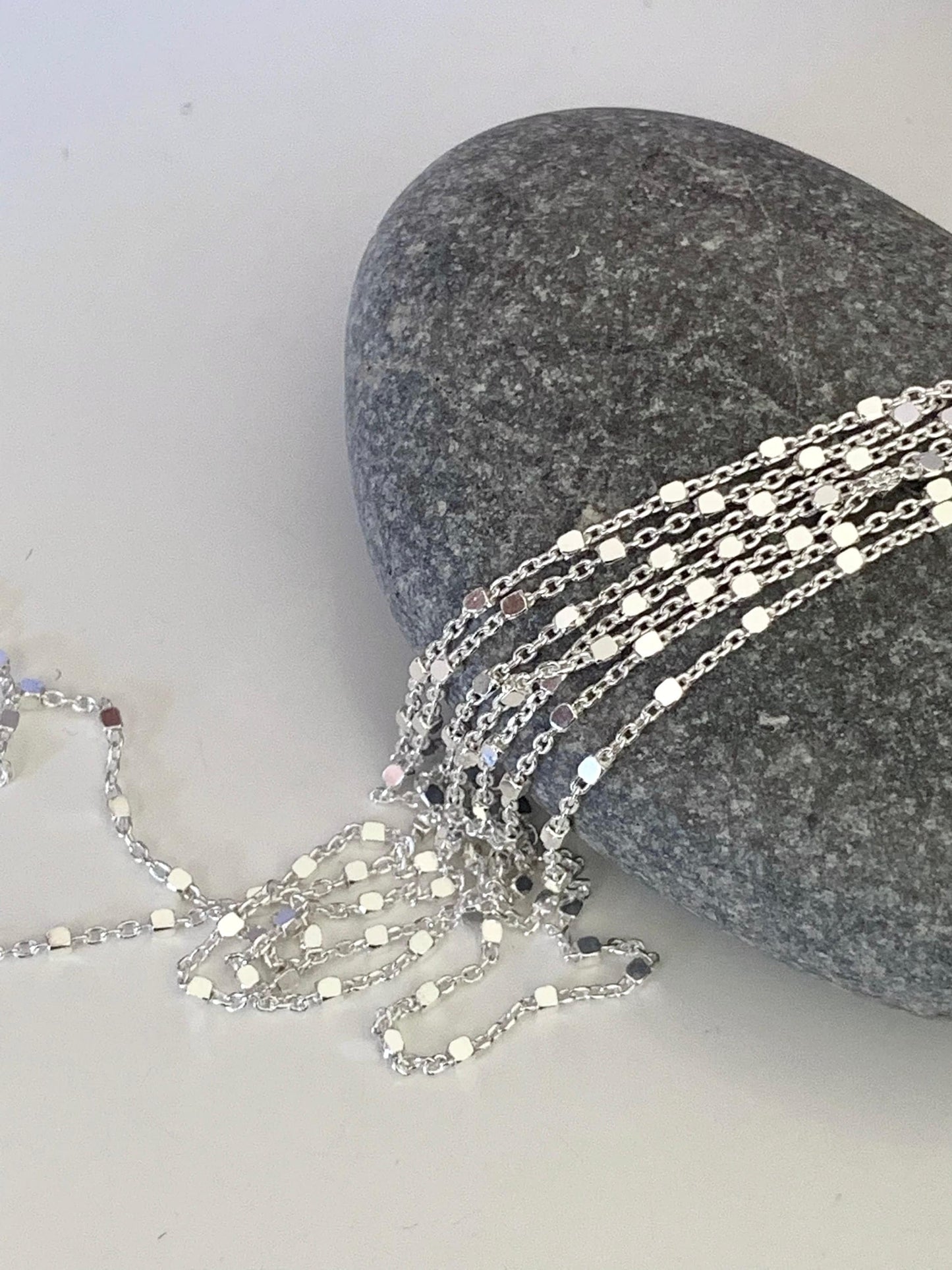 Chaîne forçat perles carrées 1,2mm en argent 925 véritable, Morceau de chaîne en argent pur 925/1000