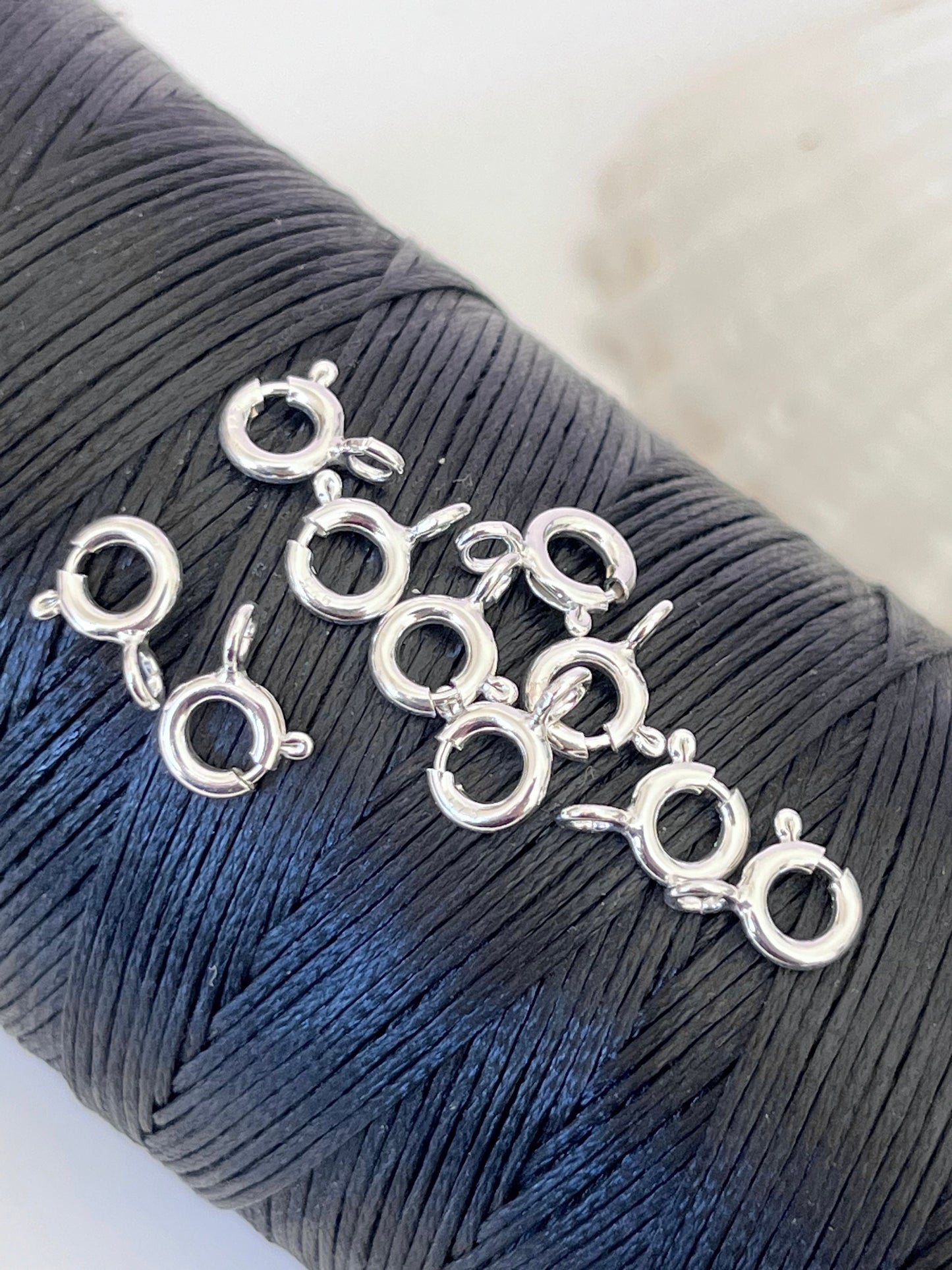 Fermoir ressort anneau 6mm argent massif 925/100, poinçon 925, fermoir argent 6mm