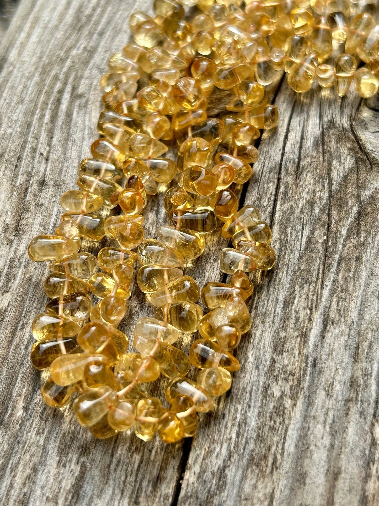 6 gouttes lisses en Citrine Naturelle, perles de citrine jaune pale