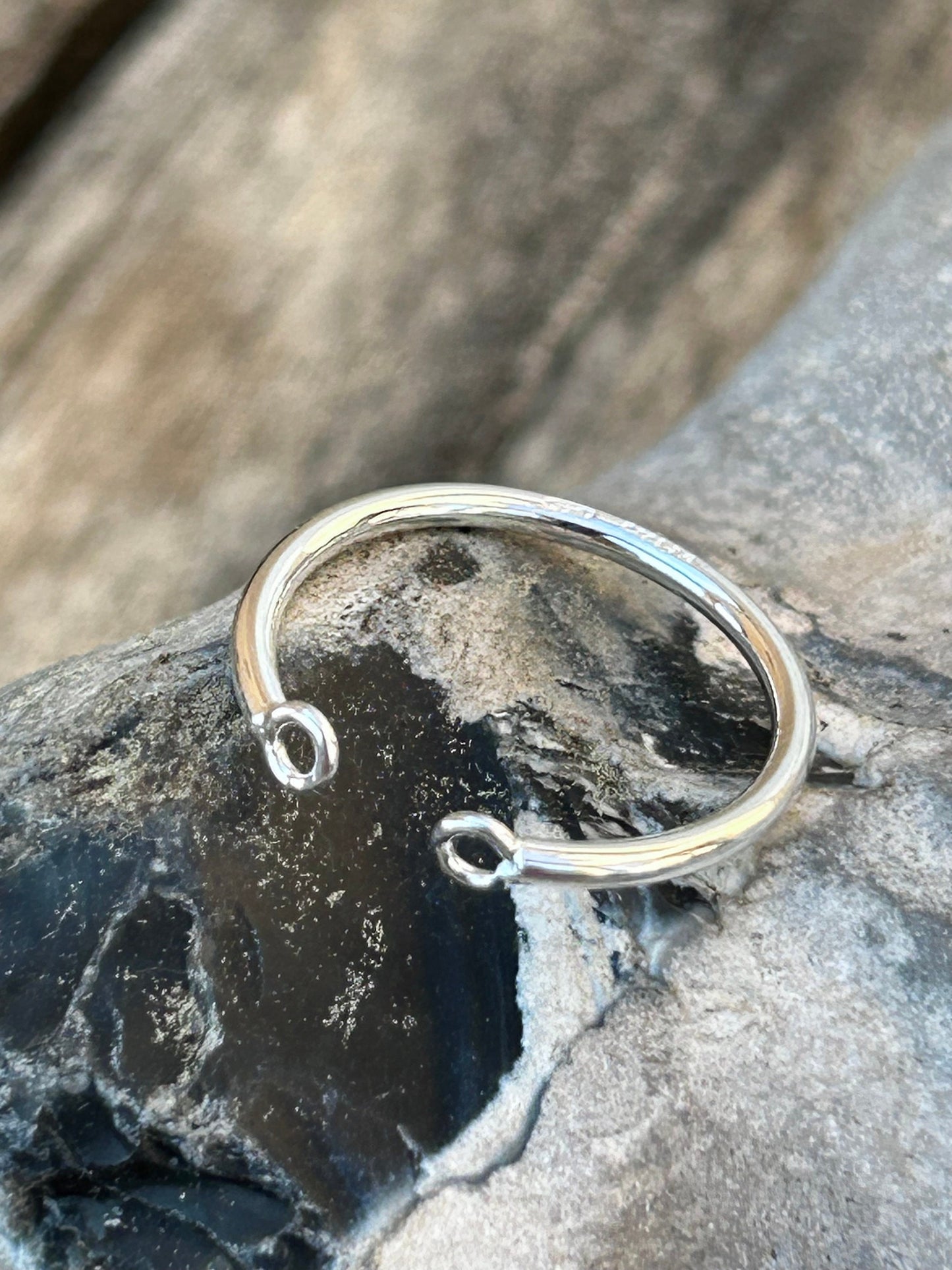 Support de bague 2 anneaux, anneau fil en argent massif 925, Ajustable,