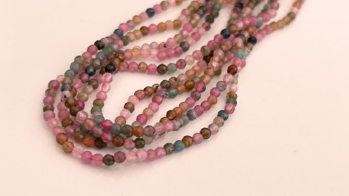 Tourmaline facettée naturelle 2/2,5mm, 10 perles Tourmaline facette, gemme véritable