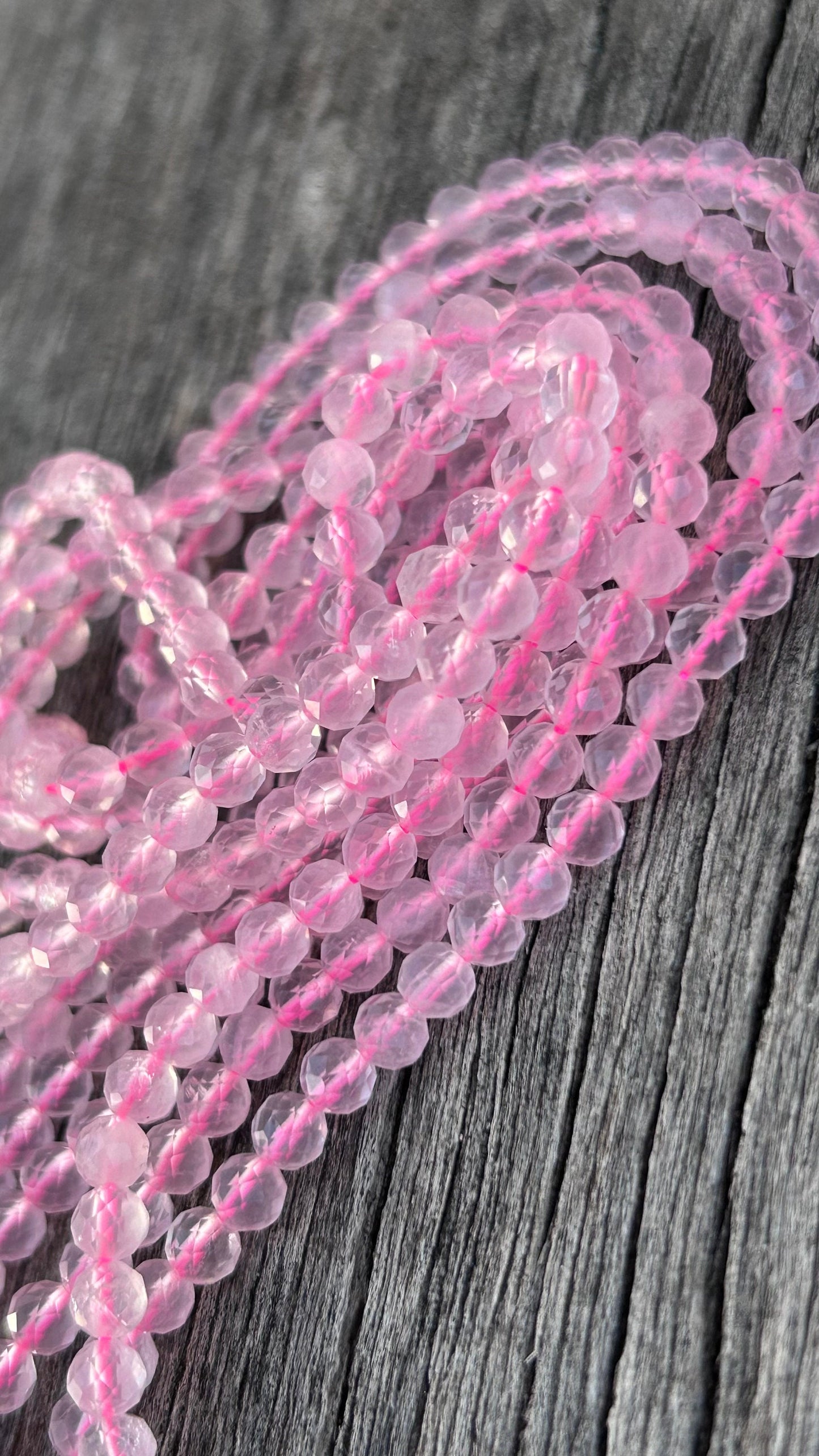 Quartz rose 4 mm facettes, 10 perles facettes gemme naturelle 4mm tons roses, pierre naturelle, QUARTZ PINK