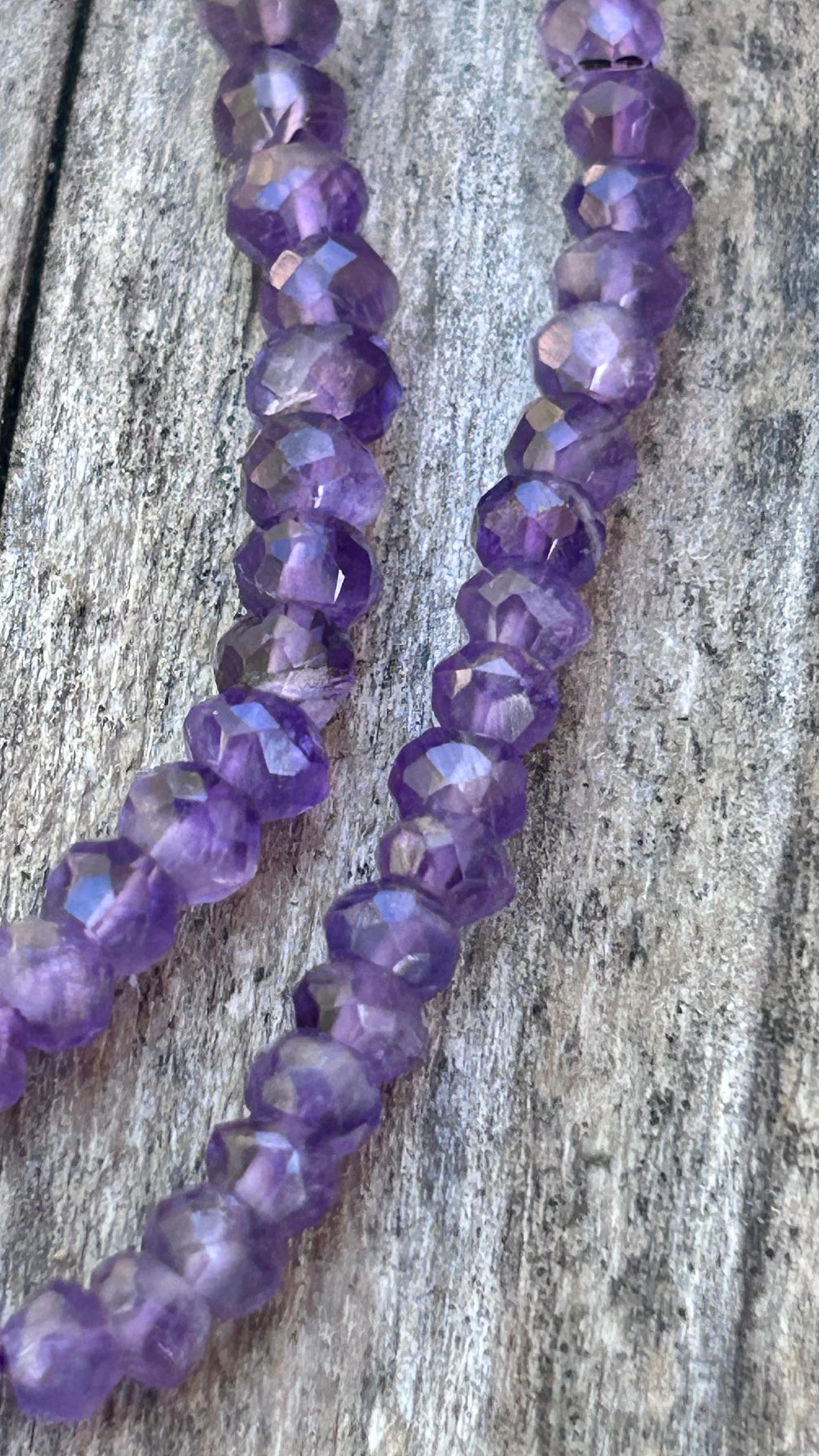 10 Perles d’Améthyste 3,8/3,9mm rondelle facettée, gemme semi-précieuse violet taillée à la main